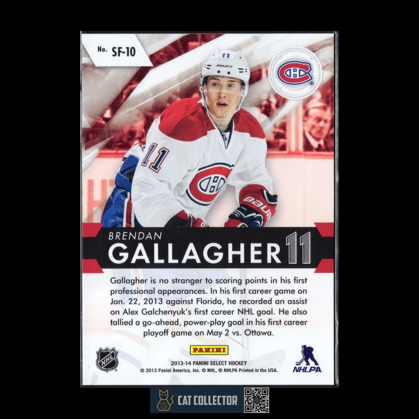 2013-14 Panini Select BRENDAN GALLAGHER #SF-10 Select Future Rookie RC