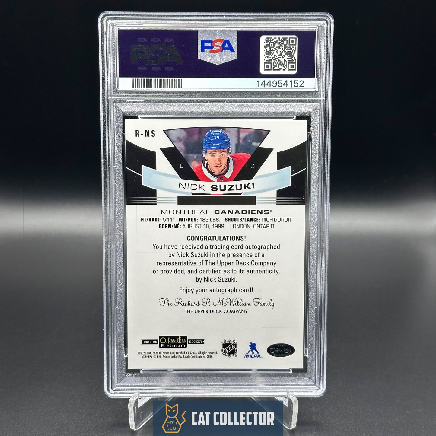 2019-20 O-Pee-Chee Platinum NICK SUZUKI #R-NS Rookie Auto PSA 9