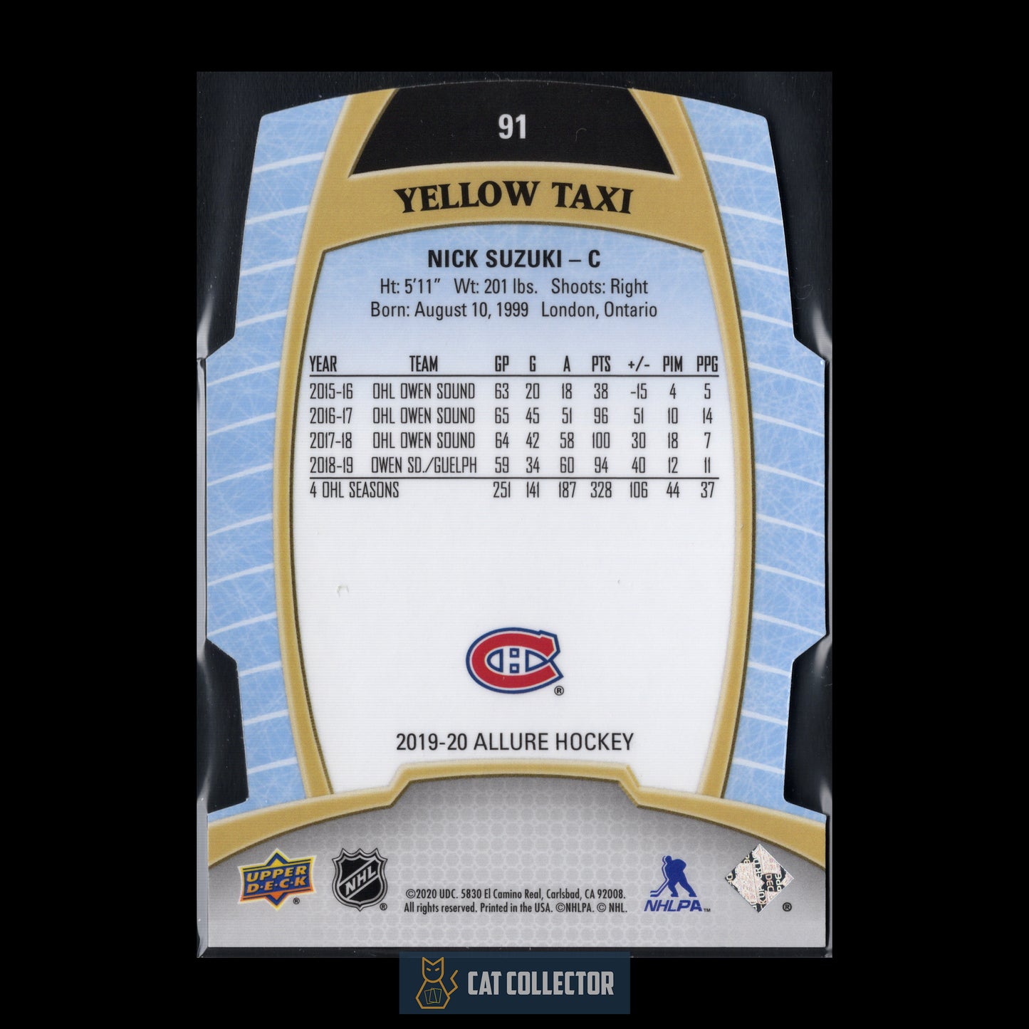 2019-20 Upper Deck Allure NICK SUZUKI #91 Yellow Taxi RC