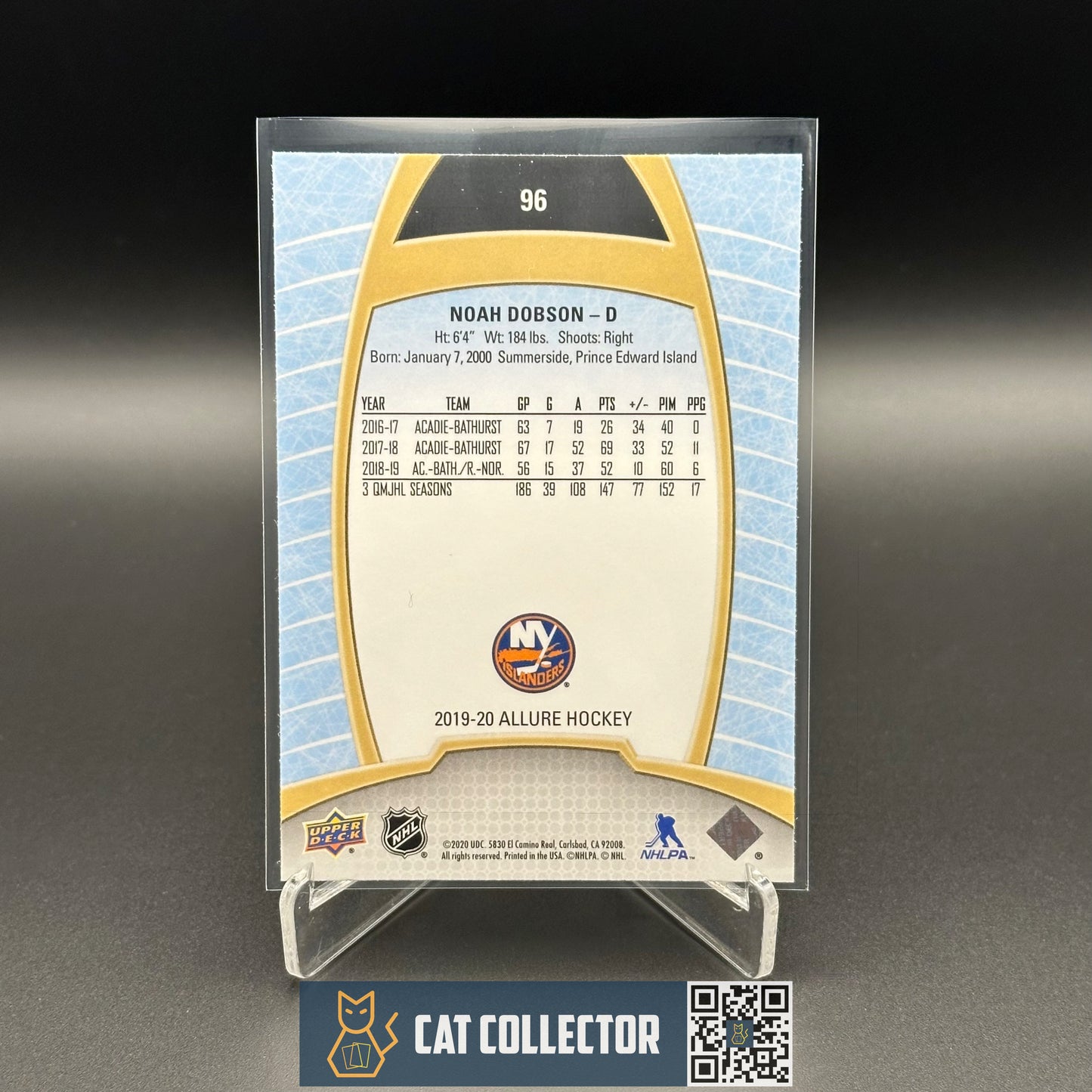 2019-20 UD Allure NOAH DOBSON #95 Rookie RC