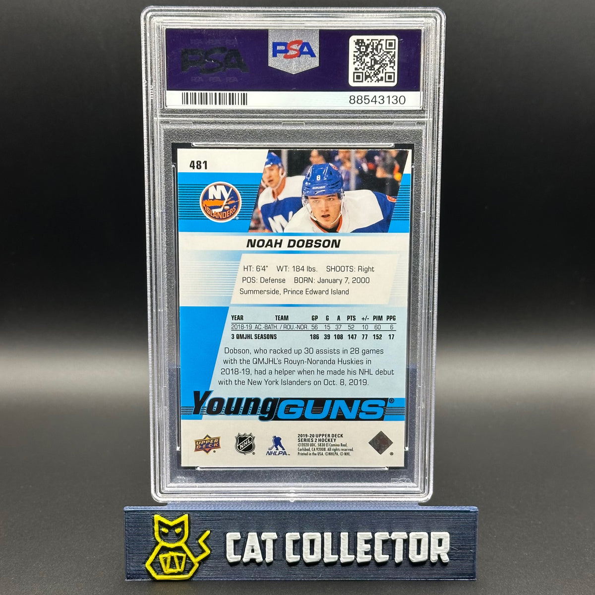 2019-20 UD Series 2 NOAH DOBSON #481 Young Guns RC PSA 9