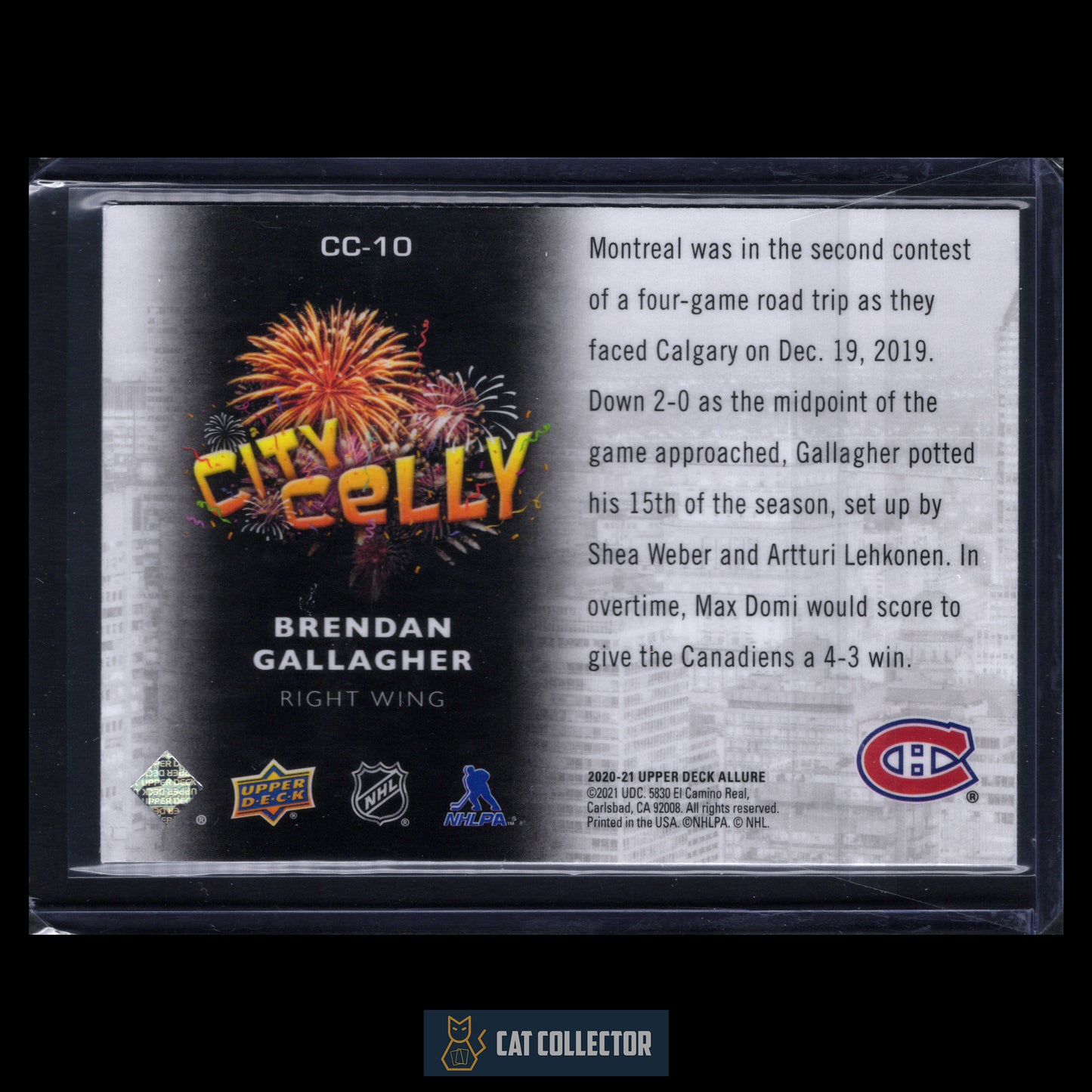 2020-21 Upper Deck Allure BRENDAN GALLAGHER #CC-10 City Celly Red