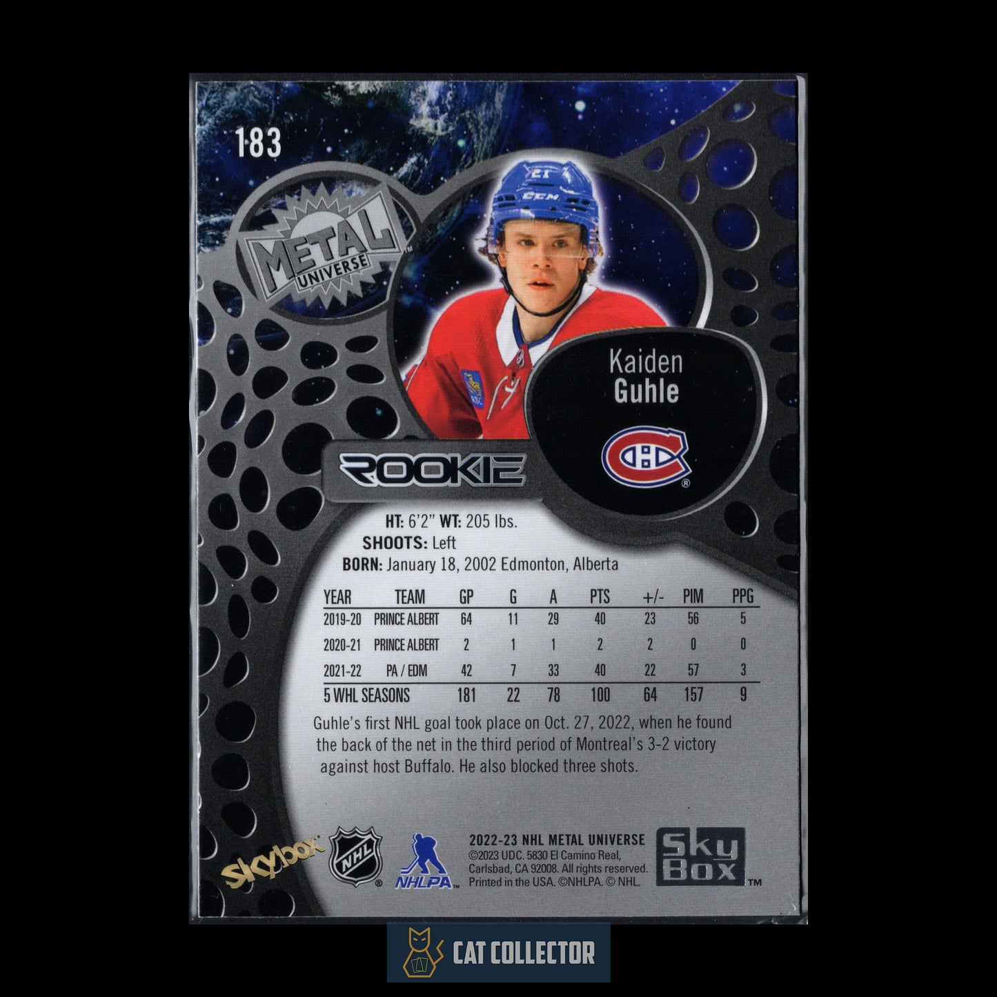 2022-23 SkyBox Metal Universe KAIDEN GUHLE #183 Rookie RC