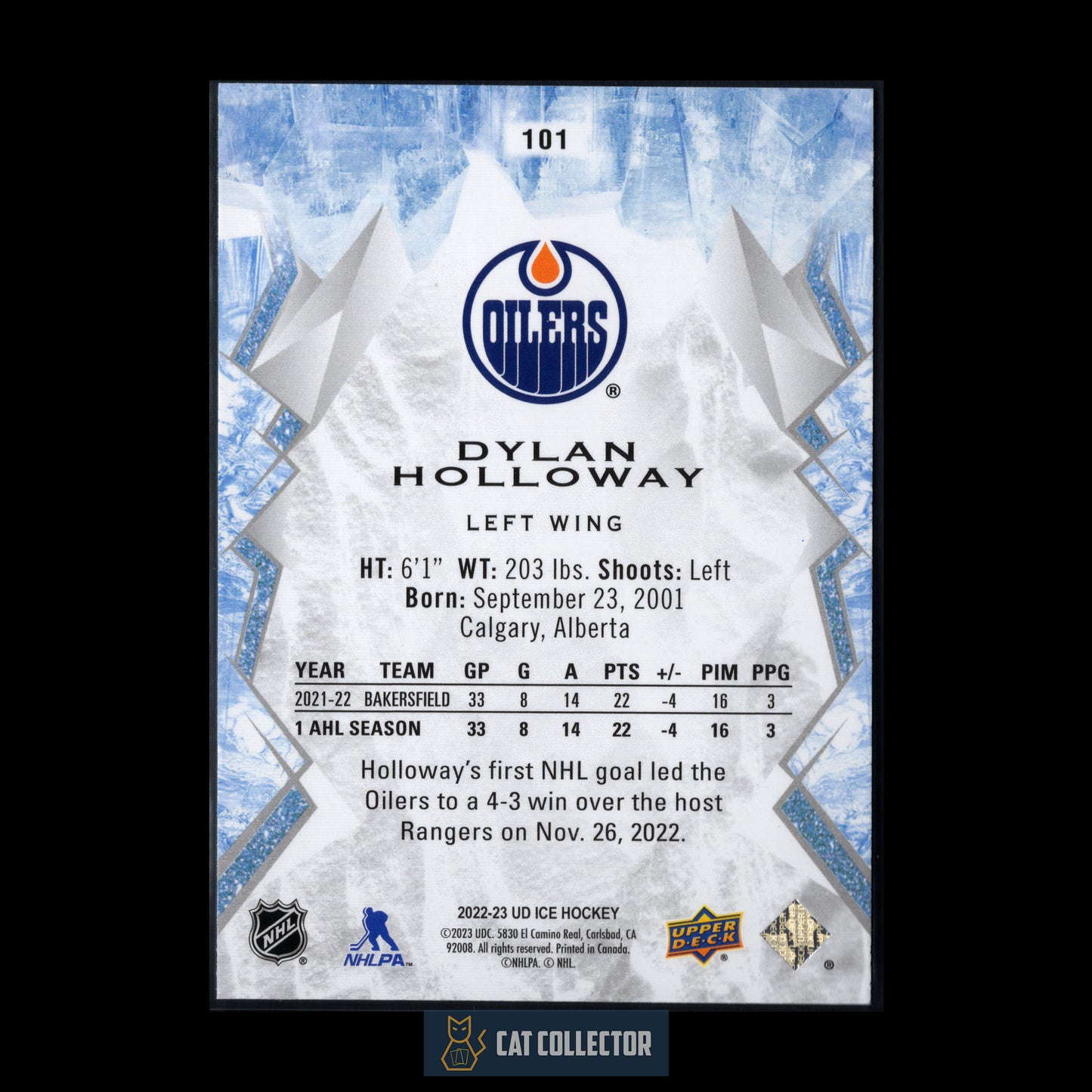 2022-23 Upper Deck Ice DYLAN HOLLOWAY #101 Rookie RC