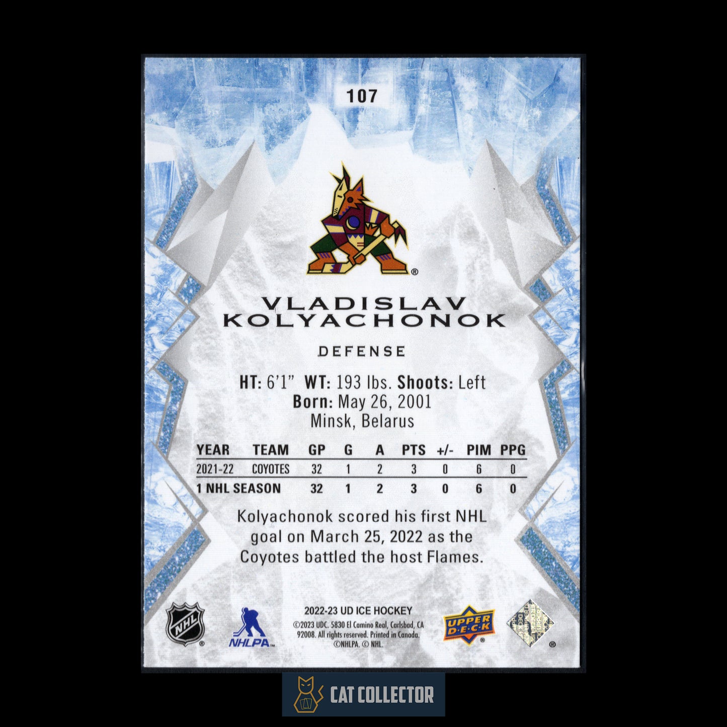 2022-23 Upper Deck Ice VLADISLAV KOLYACHONOK #107 Rookie RC