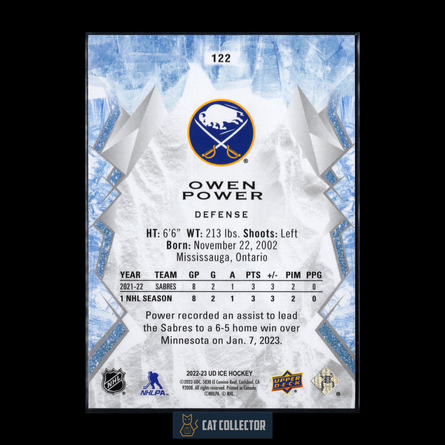 2022-23 Upper Deck Ice OWEN POWER #122 Rookie RC
