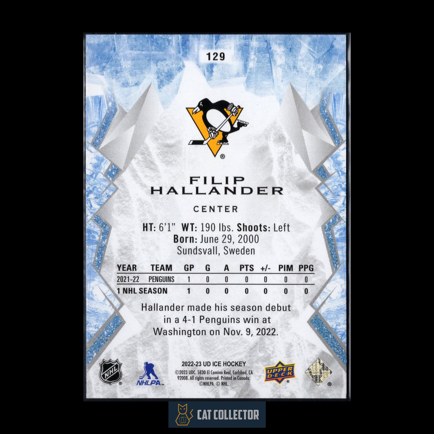 2022-23 Upper Deck Ice FILIP HALLANDER #129 Rookie RC