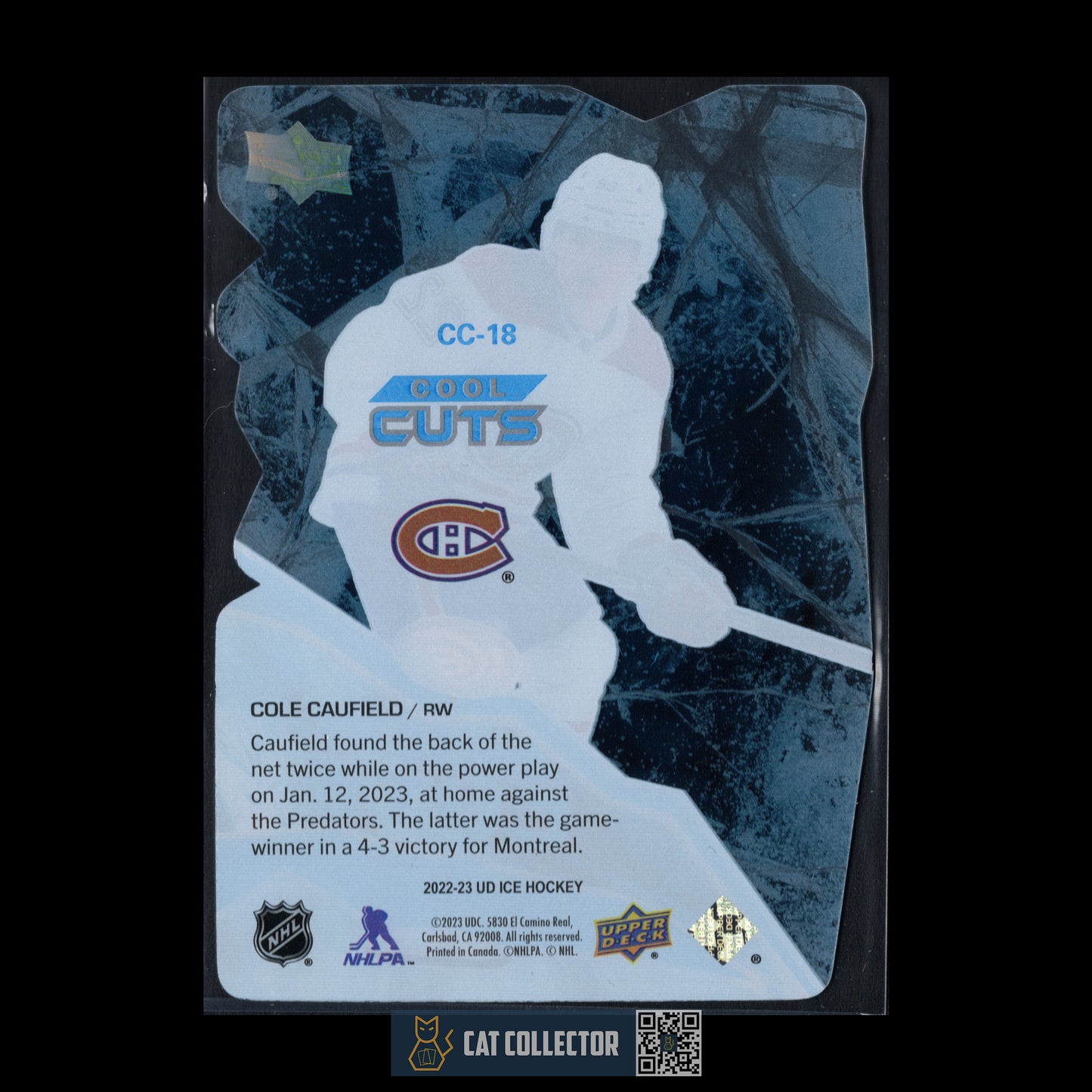 2022-23 Upper Deck Ice COLE CAUFIELD #CC-18 Cool Cuts