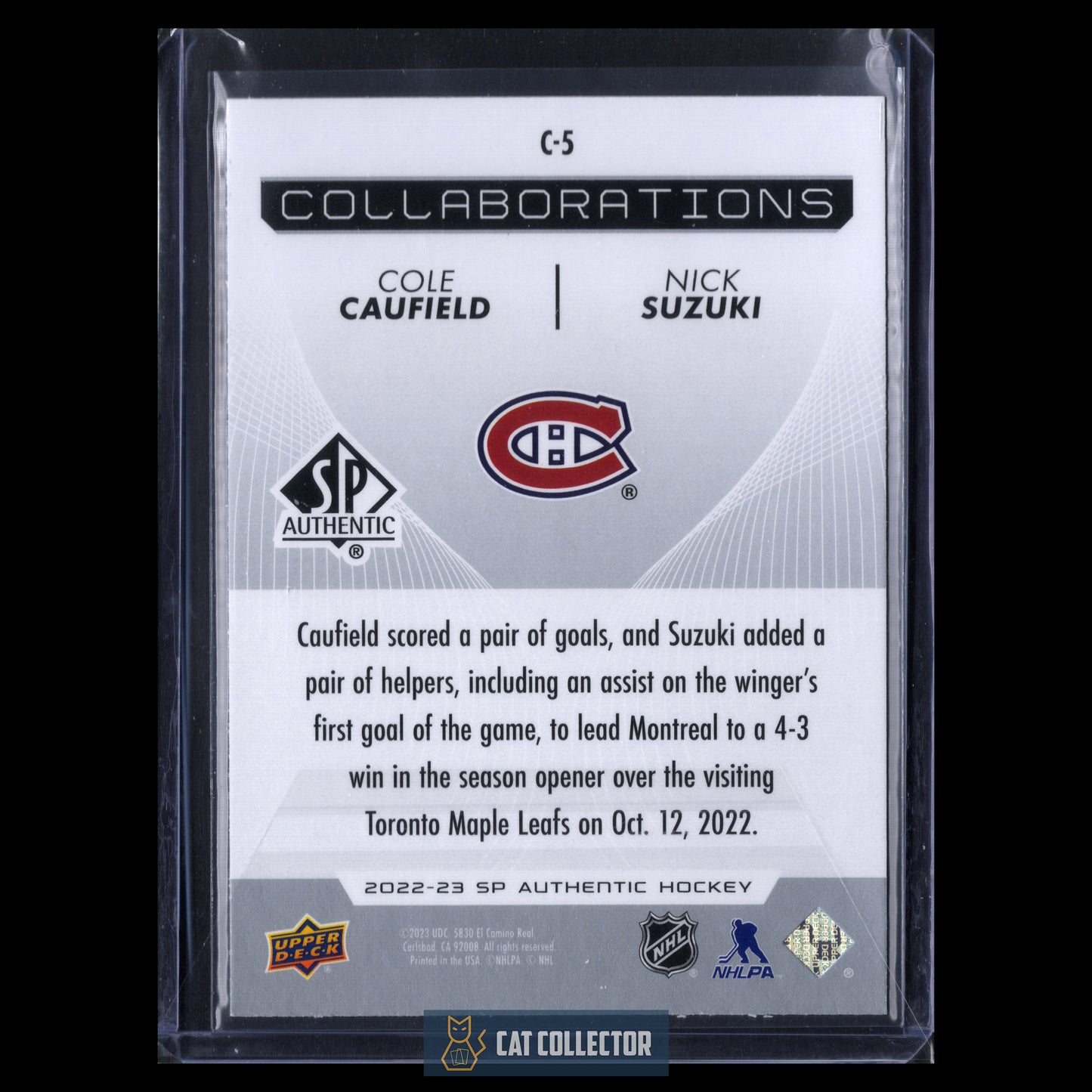2022-23 Upper Deck SP Authentic COLE CAUFIELD / NICK SUZUKI #C-5 Collaborations