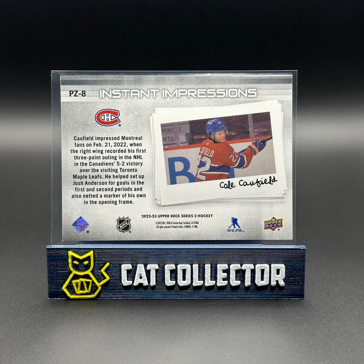 2022-23 UD Series 2 COLE CAUFIELD #PZ-8 Instant Impressions