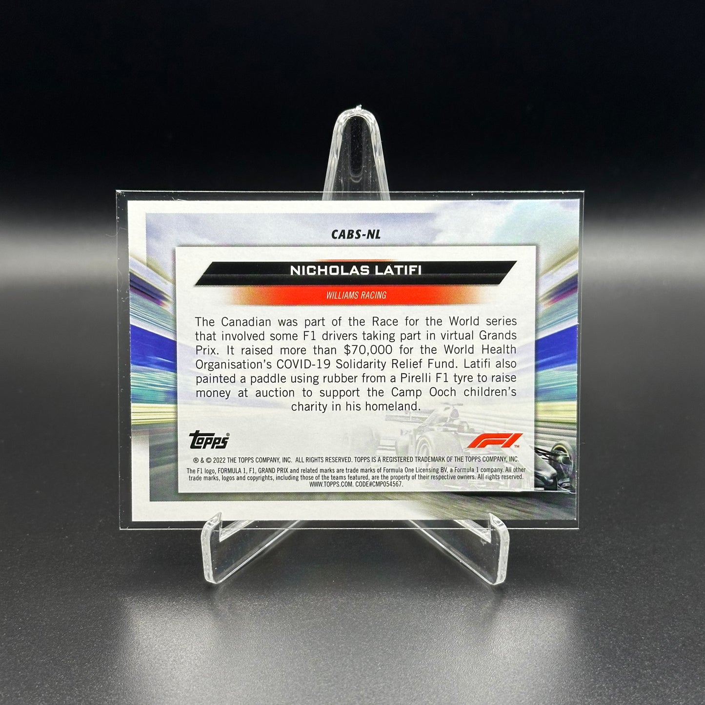 2022 Topps Formula 1 NICHOLAS LATIFI #CABS-NL Clean Air Blue Skies