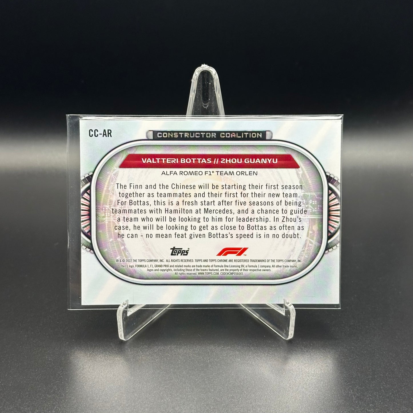 2022 Topps Chrome Formula 1 VALTTERI BOTTAS / ZHOU GUANYU #CC-AR Constructor Coalition