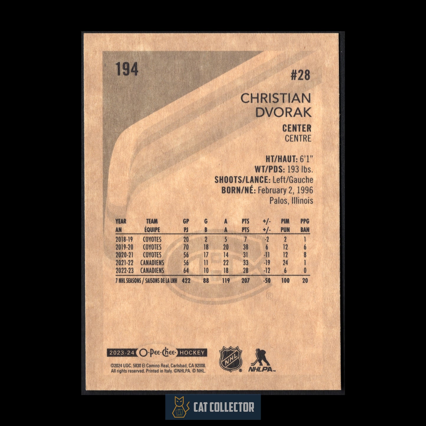 2023-24 O-Pee-Chee Hockey CHRISTIAN DVORAK #194 Retro