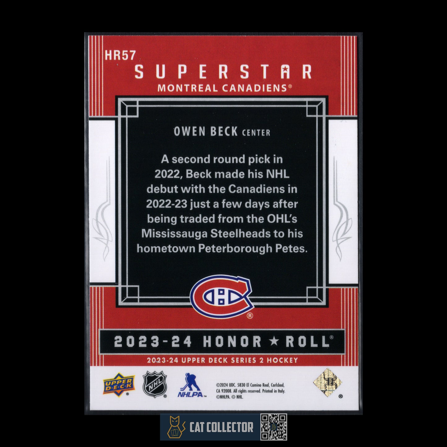 2023-24 Upper Deck Series 2 OWEN BECK #HR57 Superstar Honor Roll RC