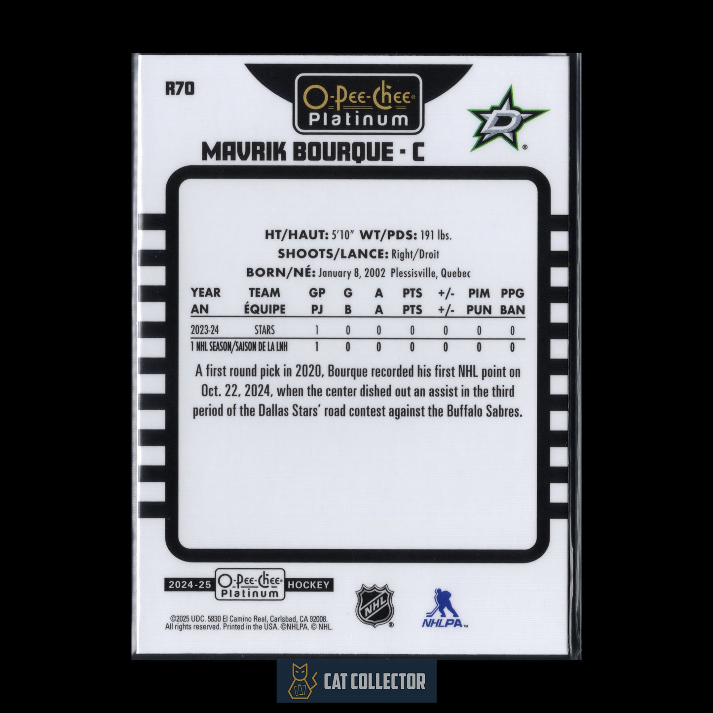 2024-25 O-Pee-Chee Platinum MAVRIK BOURQUE #R70 Retro RC