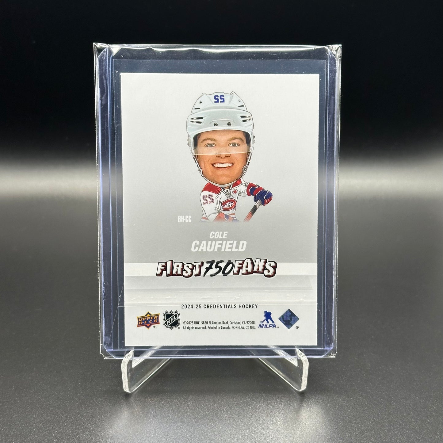 2024-25 Upper Deck Credentials COLE CAUFIELD #BH-CC Arena Giveaways Bobbleheads (1 of 750)