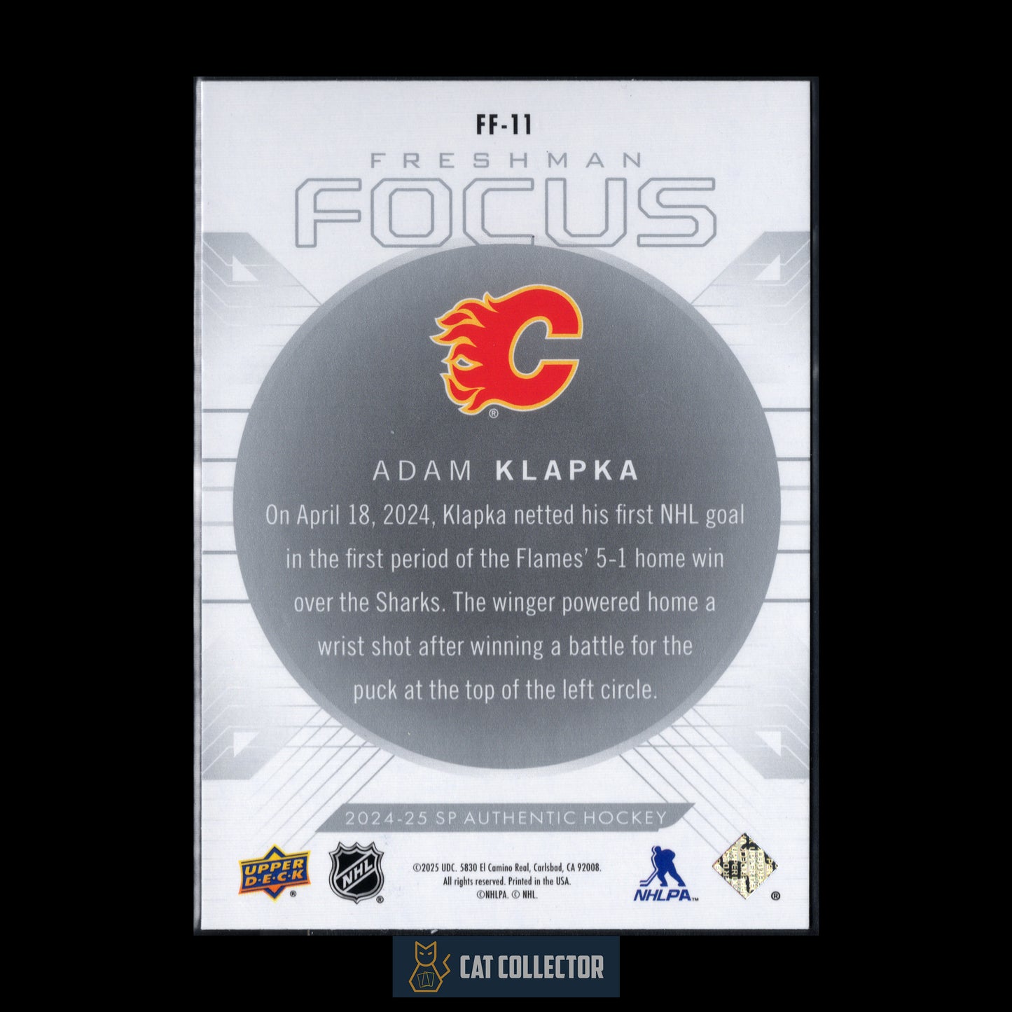 2024-25 Upper Deck SP Authentic ADAM KLAPKA #FF-11 Freshman Focus