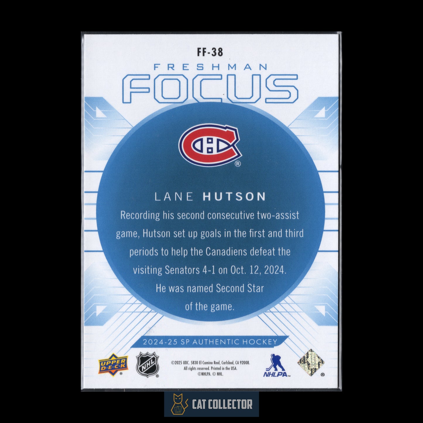 2024-25 Upper Deck SP Authentic LANE HUTSON #FF-38 Freshman Focus Blue RC