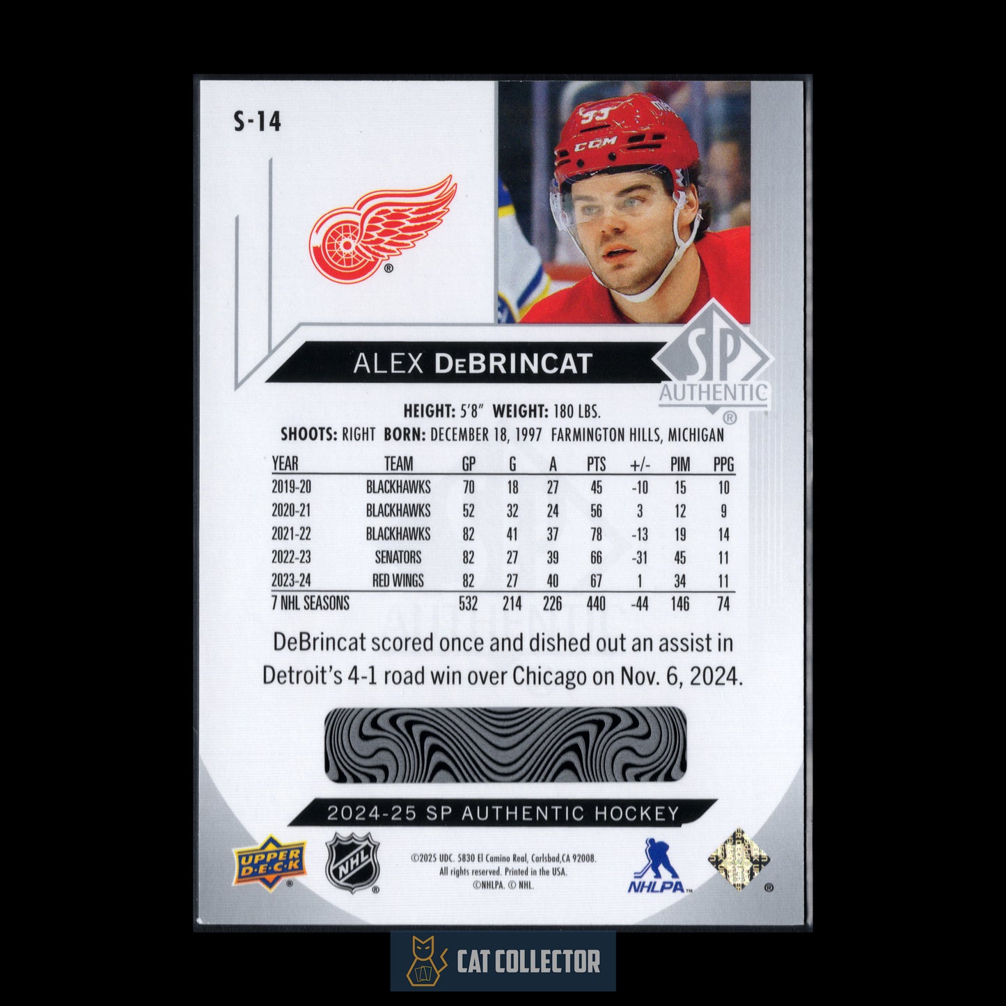 2024-25 Upper Deck SP Authentic ALEX DEBRINCAT #S-14 Spectrum FX Bounty