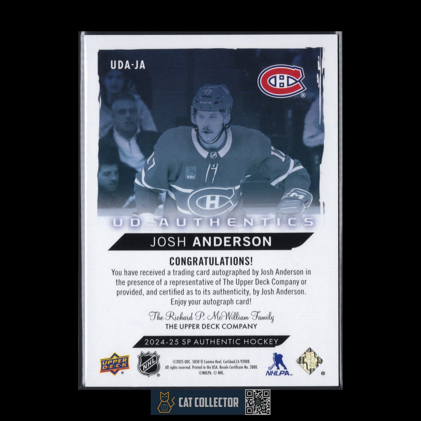 2024-25 Upper Deck SP Authentic JOSH ANDERSON #UDA-JA Auto