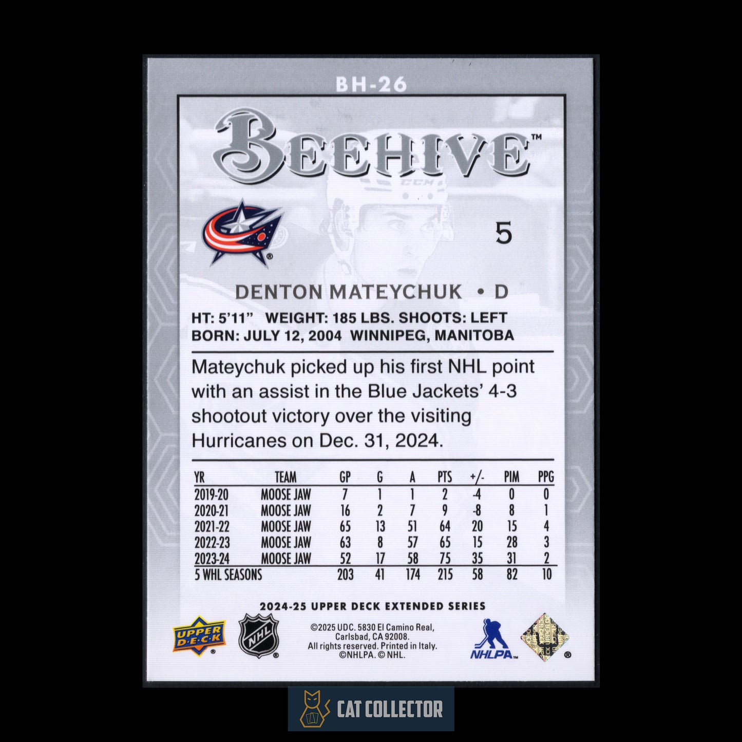 2024-25 Upper Deck Extended series DENTON MATEYCHUK #BH-26 Beehive