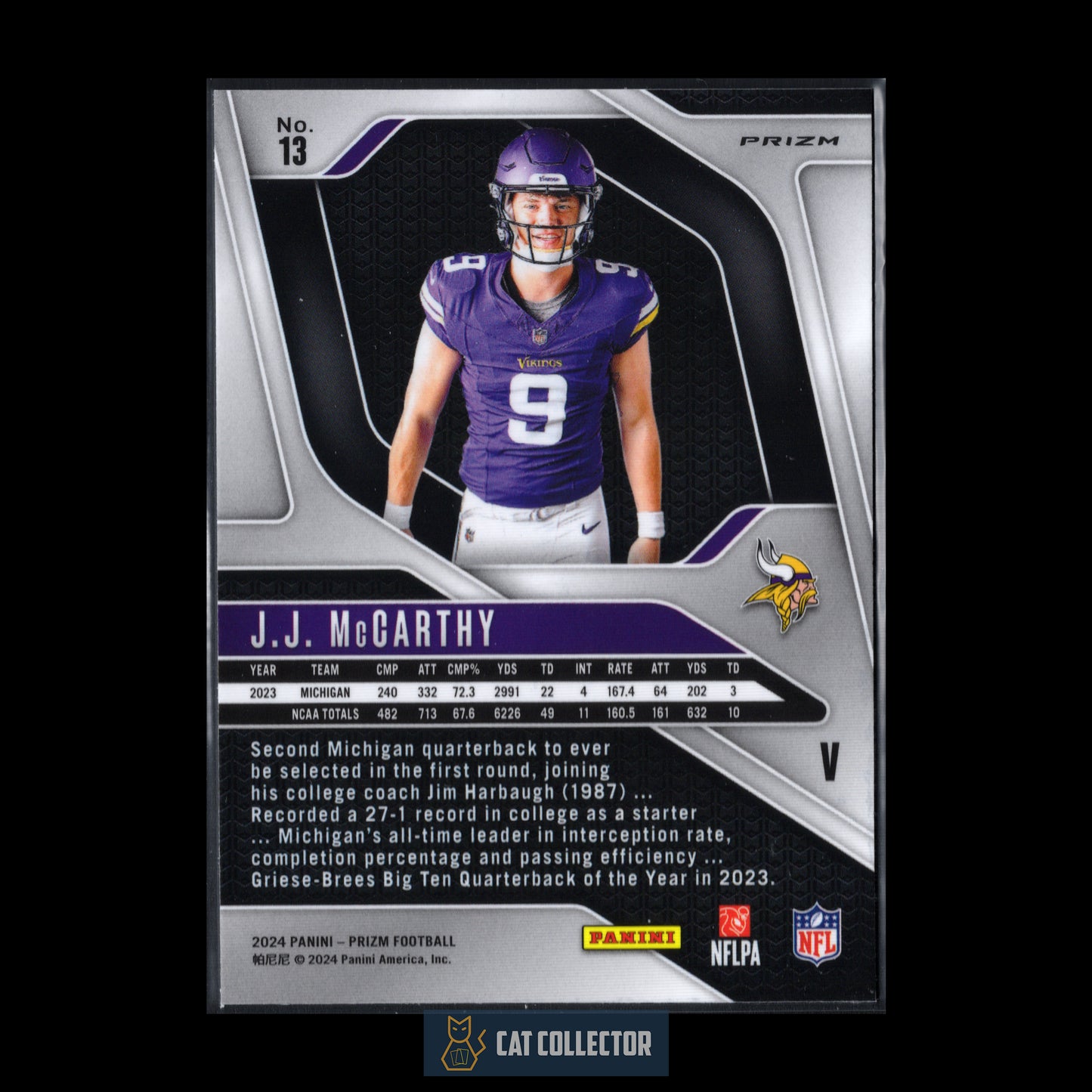 2024 Panini Prizm J.J. MCCARTHY #13 Silver Variation Rookie RC