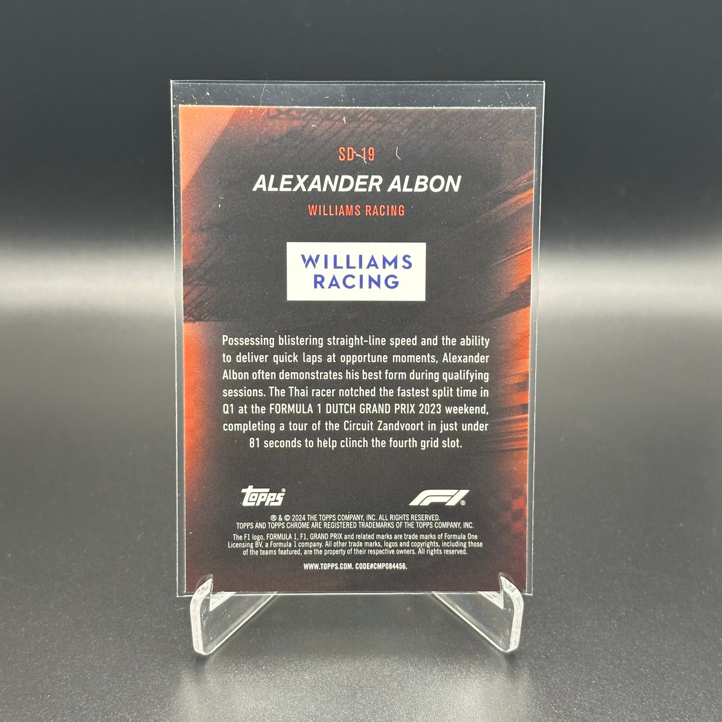 2024 Topps Chrome Formula 1 ALEXANDER ALBON #SD-19 Speed Demons