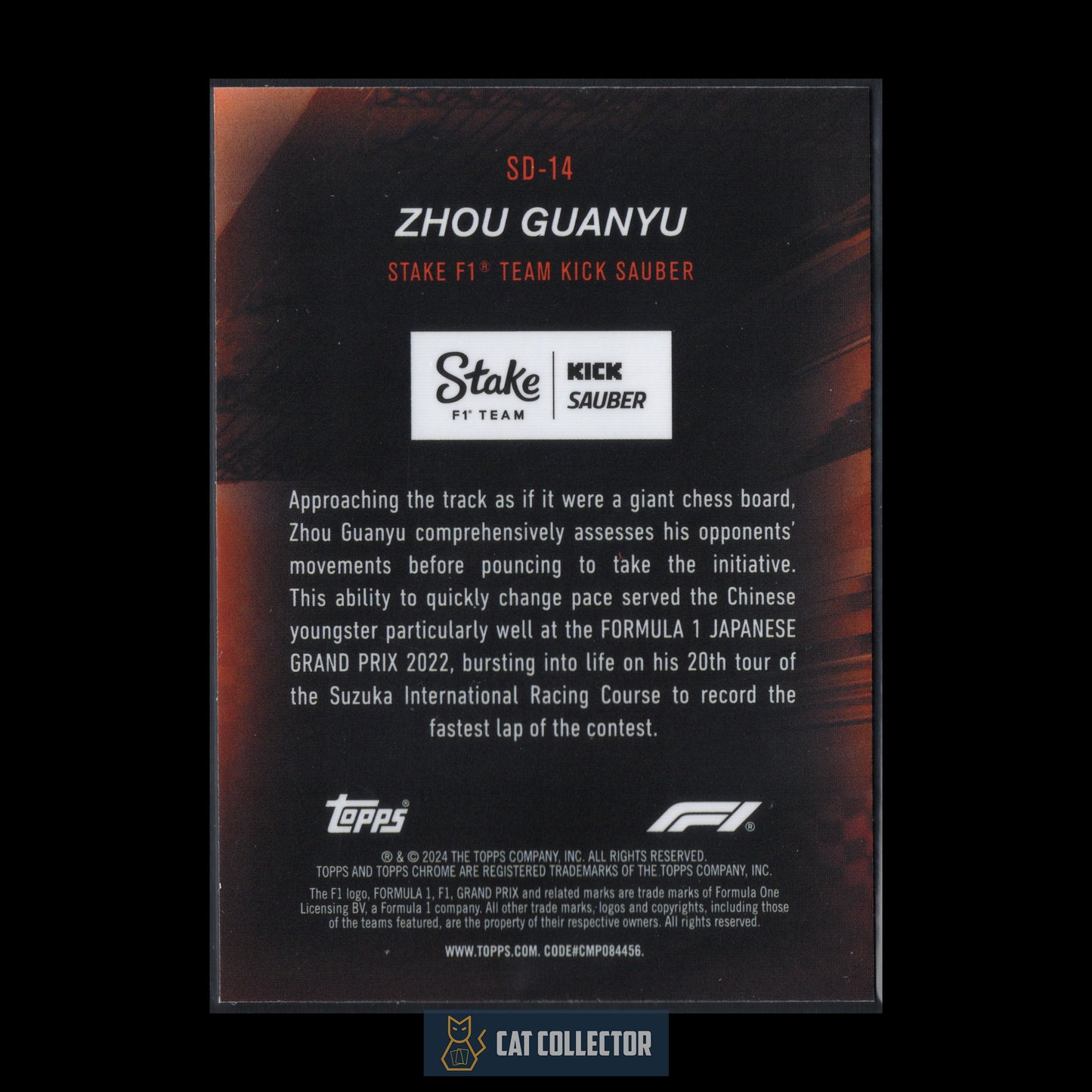 2024 Topps Chrome Formula 1 ZHOU GUANYU #SD-14 Speed Demons