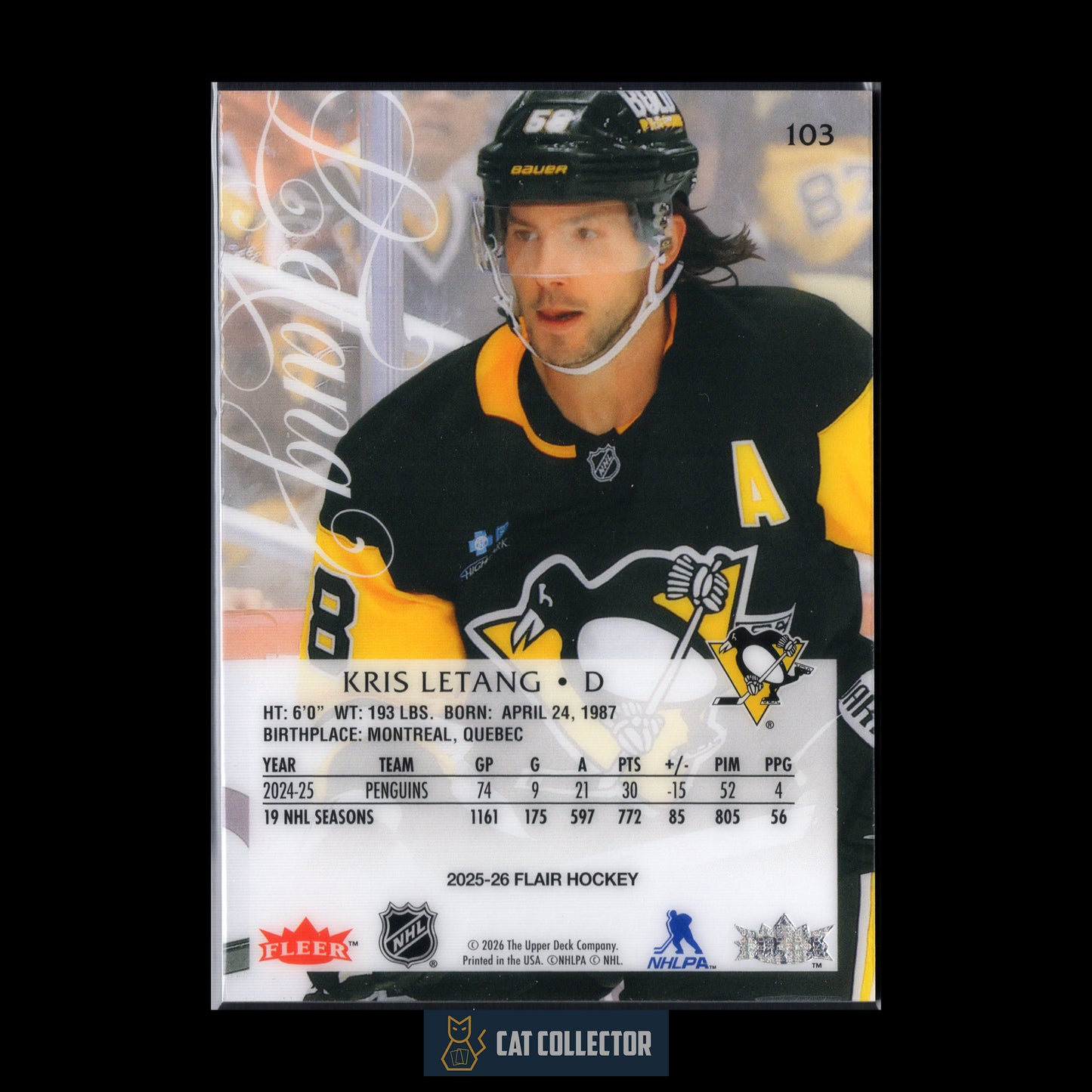 2025-26 Fleer Flair KRIS LETANG #103