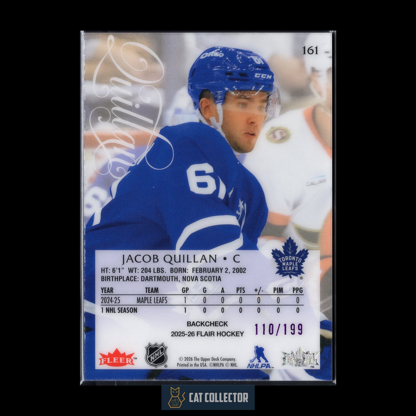 2025-26 Fleer Flair JACOB QUILLAN #161 Image C Variant Rookie RC /199