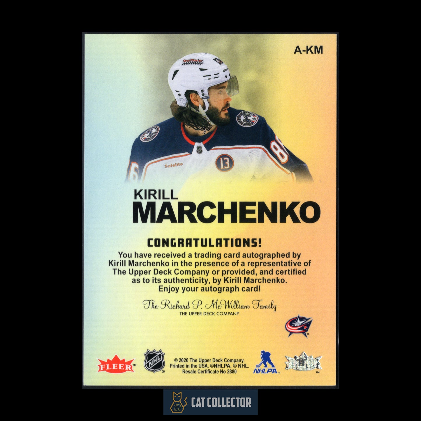 2025-26 Fleer Flair KIRILL MARCHENKO #A-KM Autographics Auto