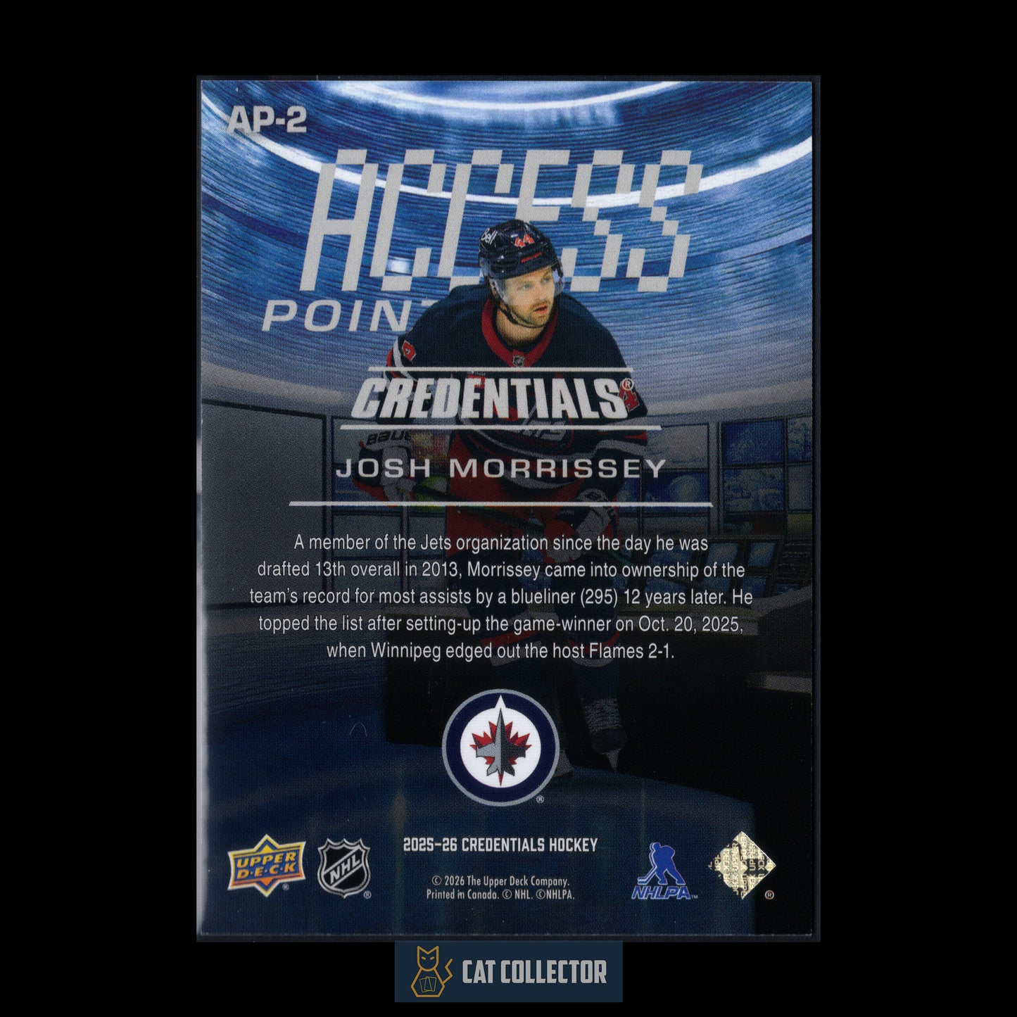 2025-26 Upper Deck Credentials JOSH MORRISSEY #AP-2 Access Point