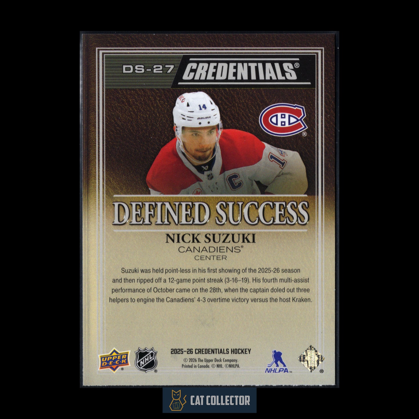 2025-26 Upper Deck Credentials NICK SUZUKI #DS-27 Defined Success