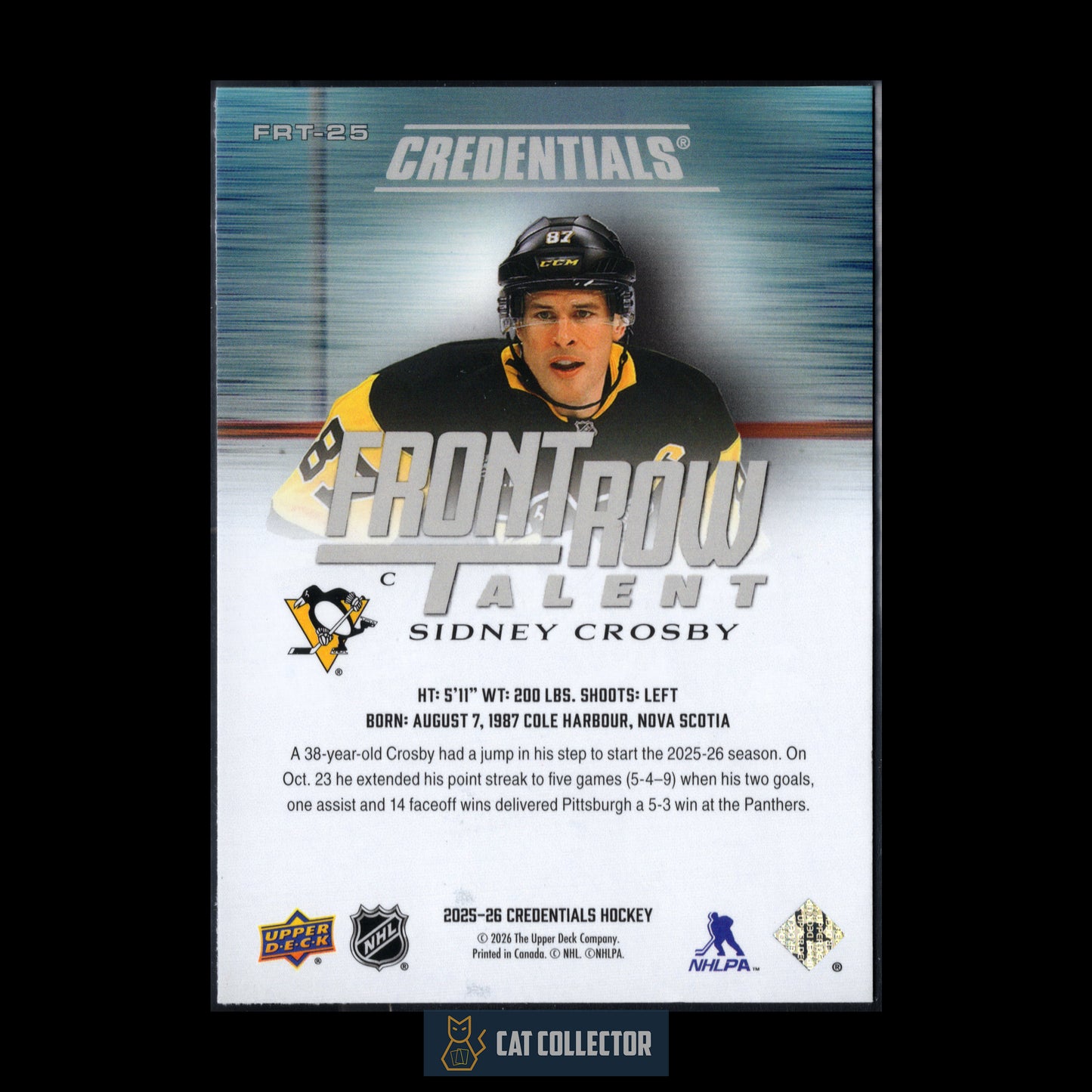 2025-26 Upper Deck Credentials SIDNEY CROSBY #FRT-25 Front Row Talent