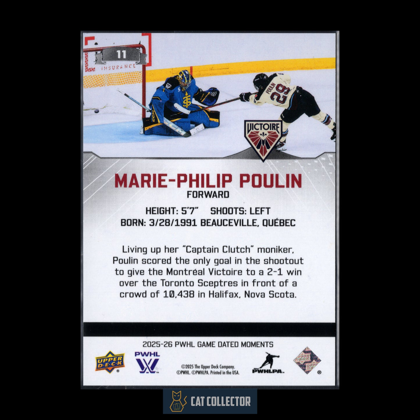 2025-26 UD PWHL Game Dated Moments MARIE-PHILIP POULIN #11