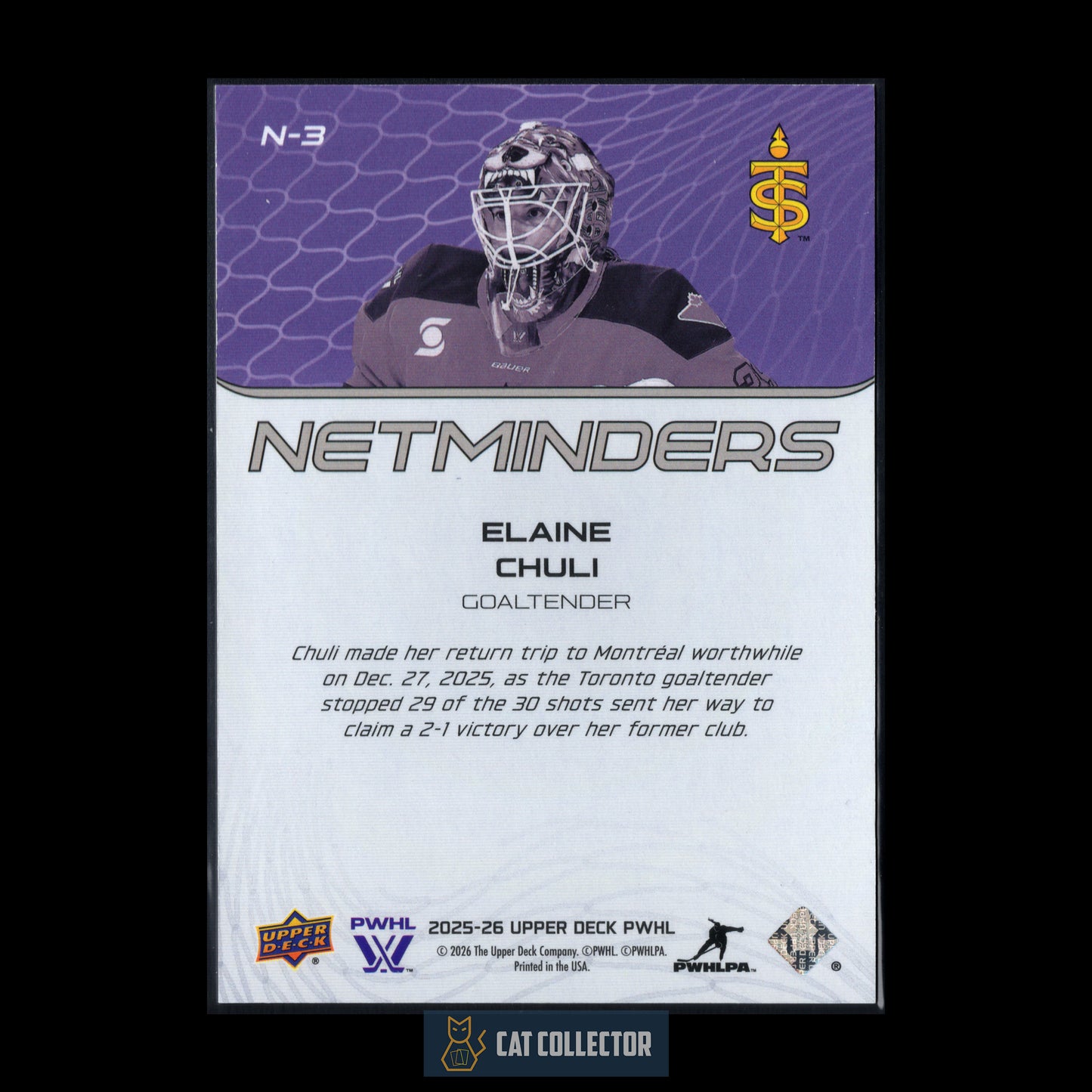 2025-26 UD PWHL ELAINE CHULI #N-3 Netminders