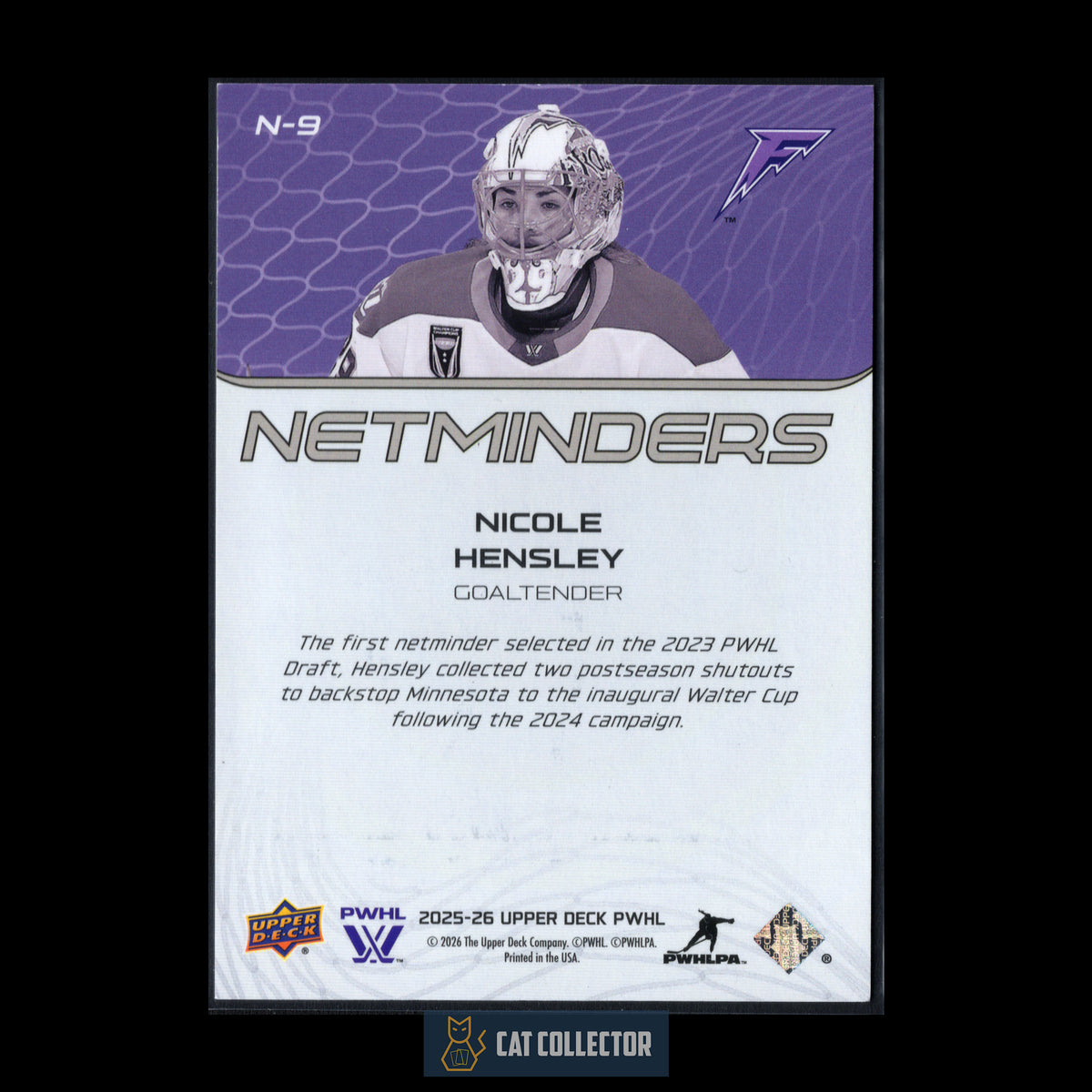2025-26 Upper Deck PWHL NICOLE HENSLEY #N-9 Netminders