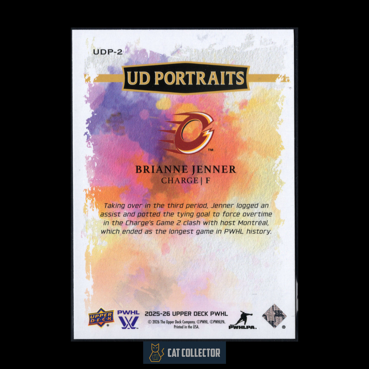 2025-26 UD PWHL BRIANNE JENNER #UDP-2 UD Portraits