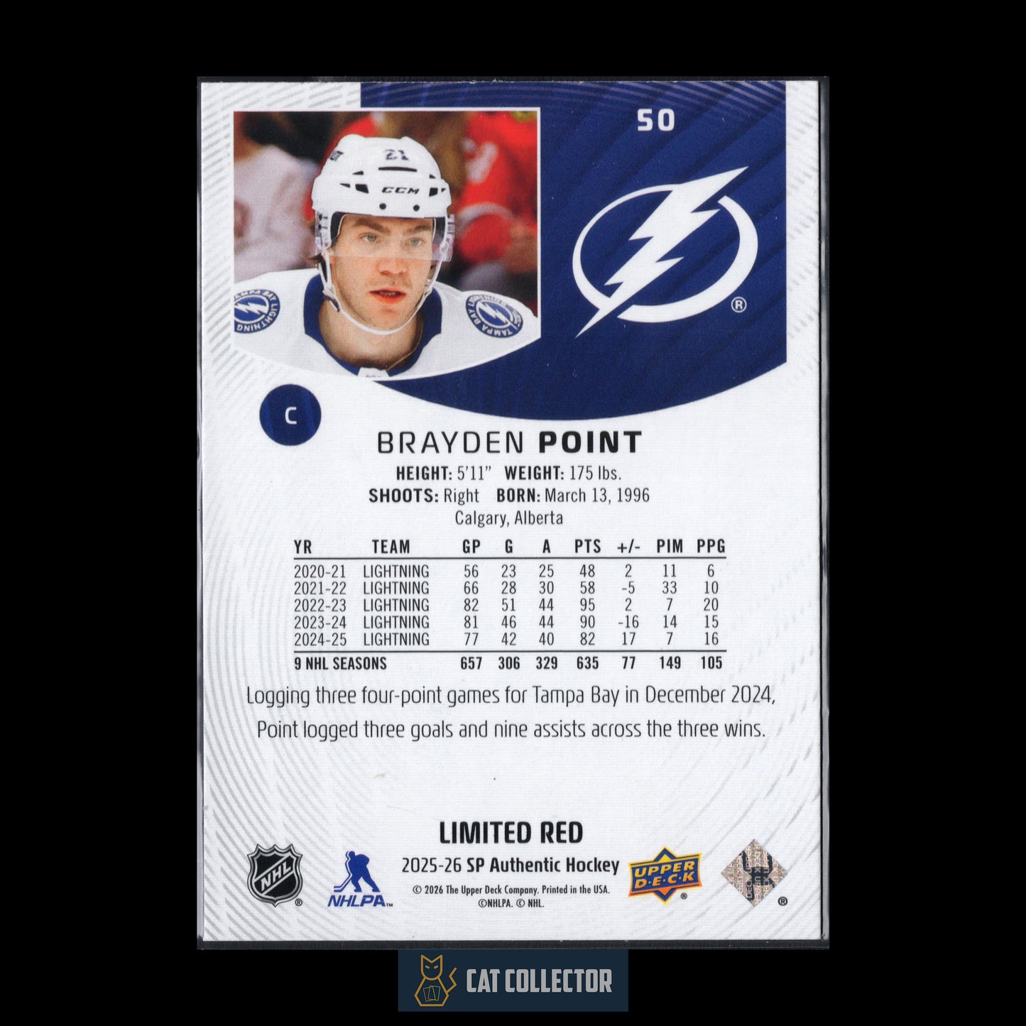 2025-26 UD SP Authentic BRAYDEN POINT #50 Limited Red