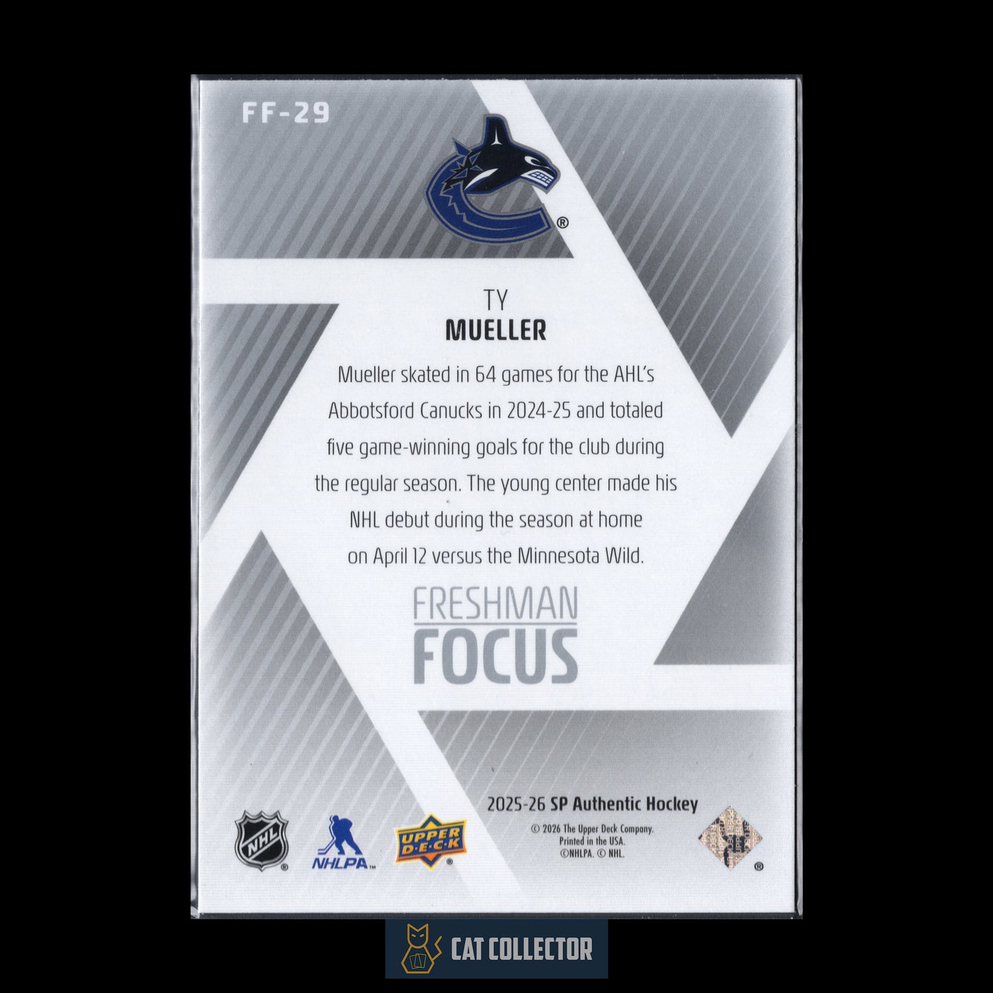 2025-26 UD SP Authentic TY MUELLER #FF-29 Freshman Focus RC