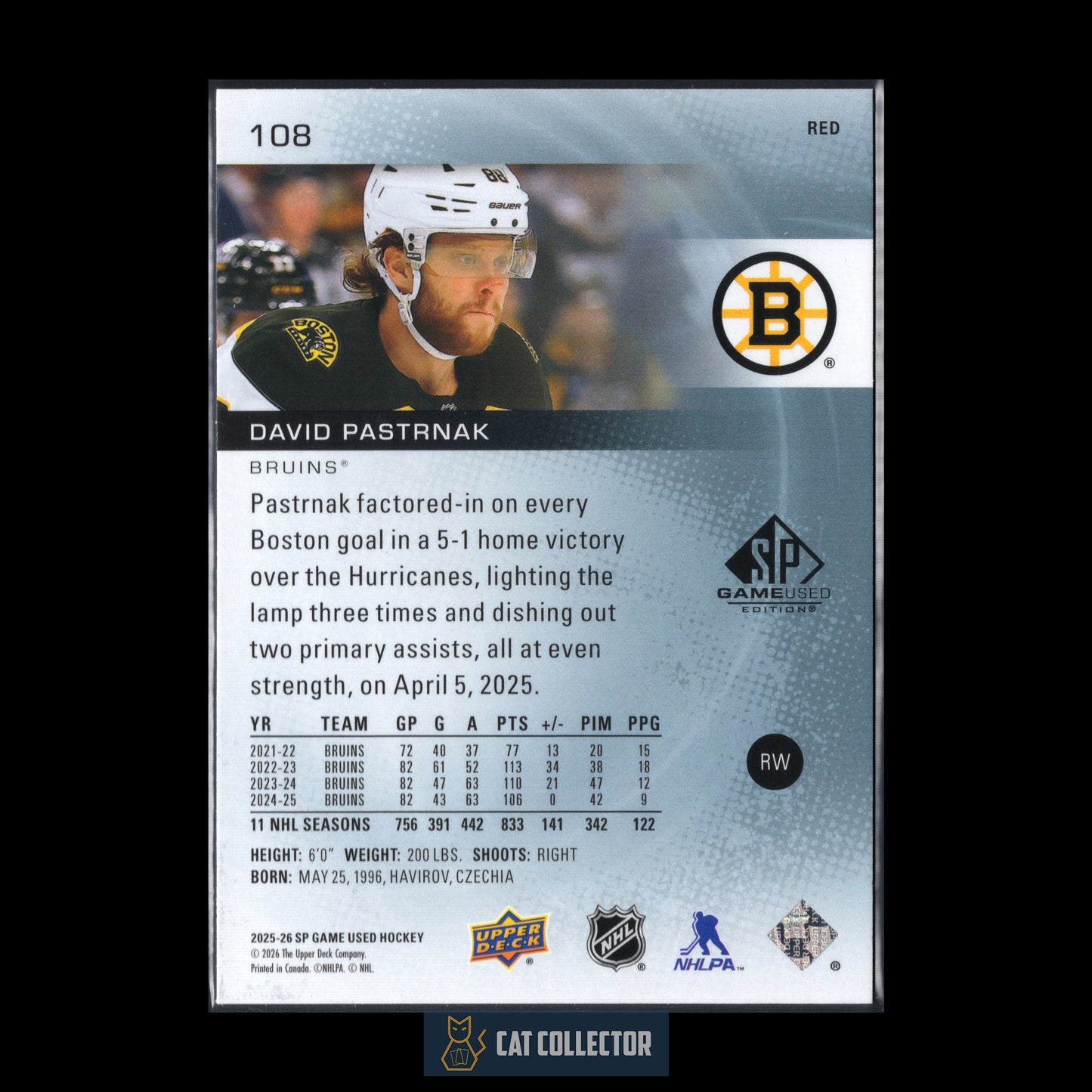 2025-26 Upper Deck SP Game Used DAVID PASTRNAK #108 Red