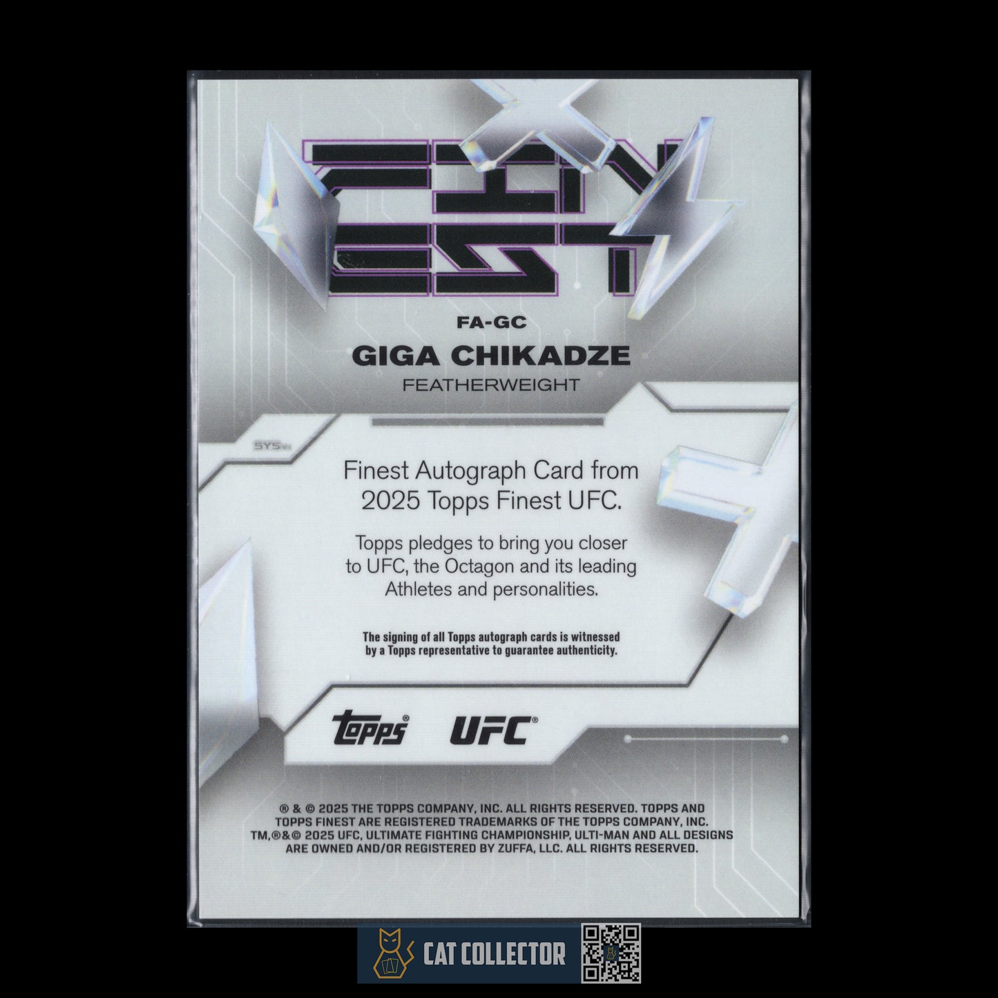 2025 Topps Finest UFC GIGA CHIKADZE #FA-GC Refractor Blue Checkerboard /75 Auto