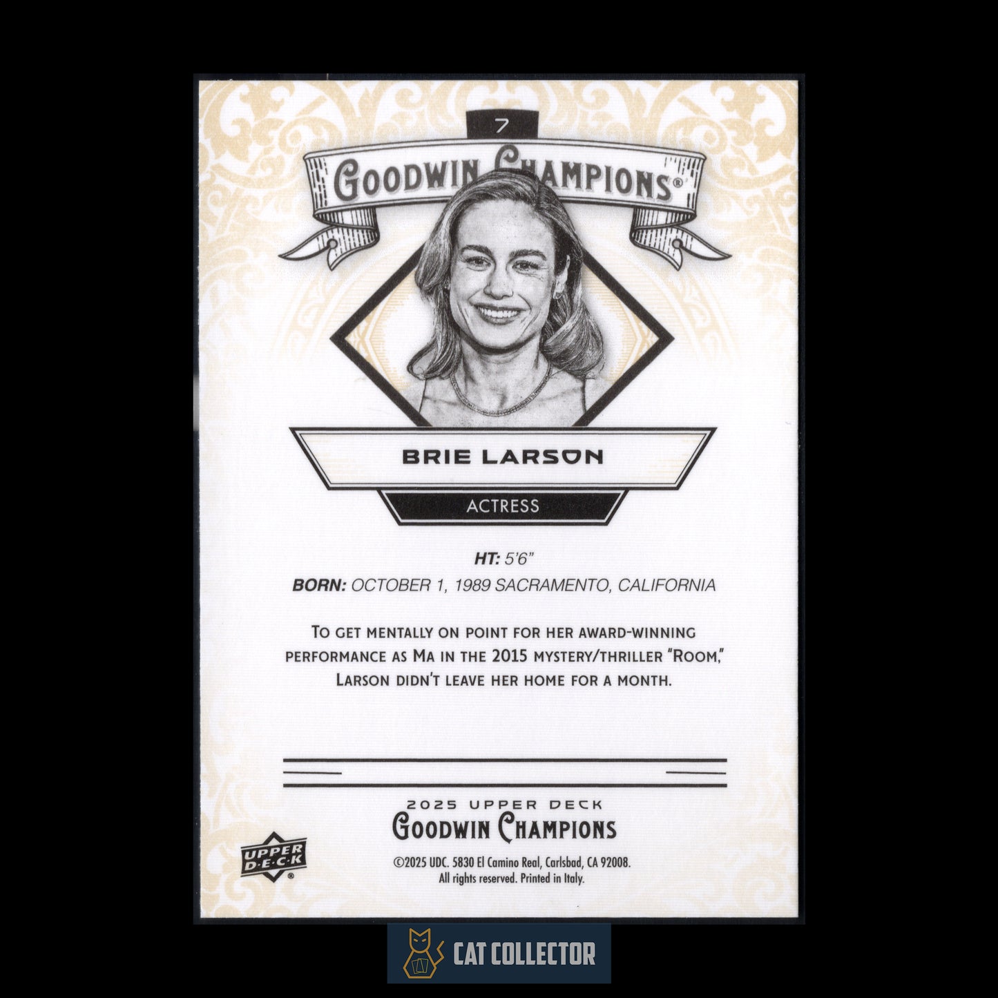 2025 Upper Deck Goodwin Champions BRIE LARSON #7 Actress