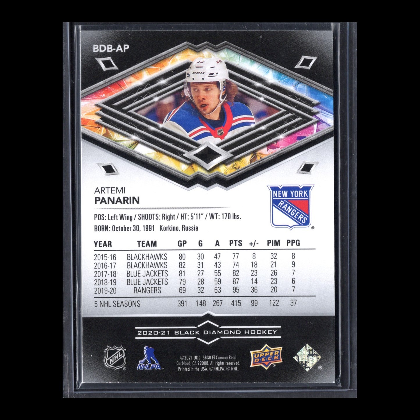 2020-21 UD Black Diamond ARTEMI PANARIN #BDB-AP /349 - NY Rangers