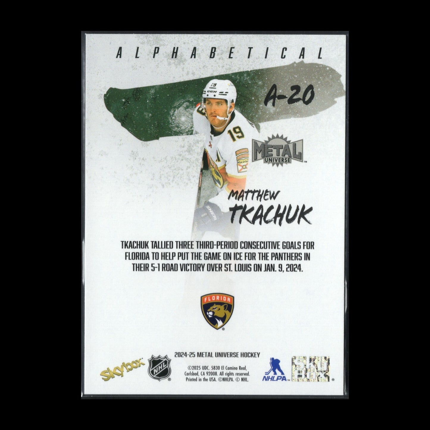 2024-25 SkyBox Metal Universe MATTHEW TKACHUK #A-20 Alphabetical
