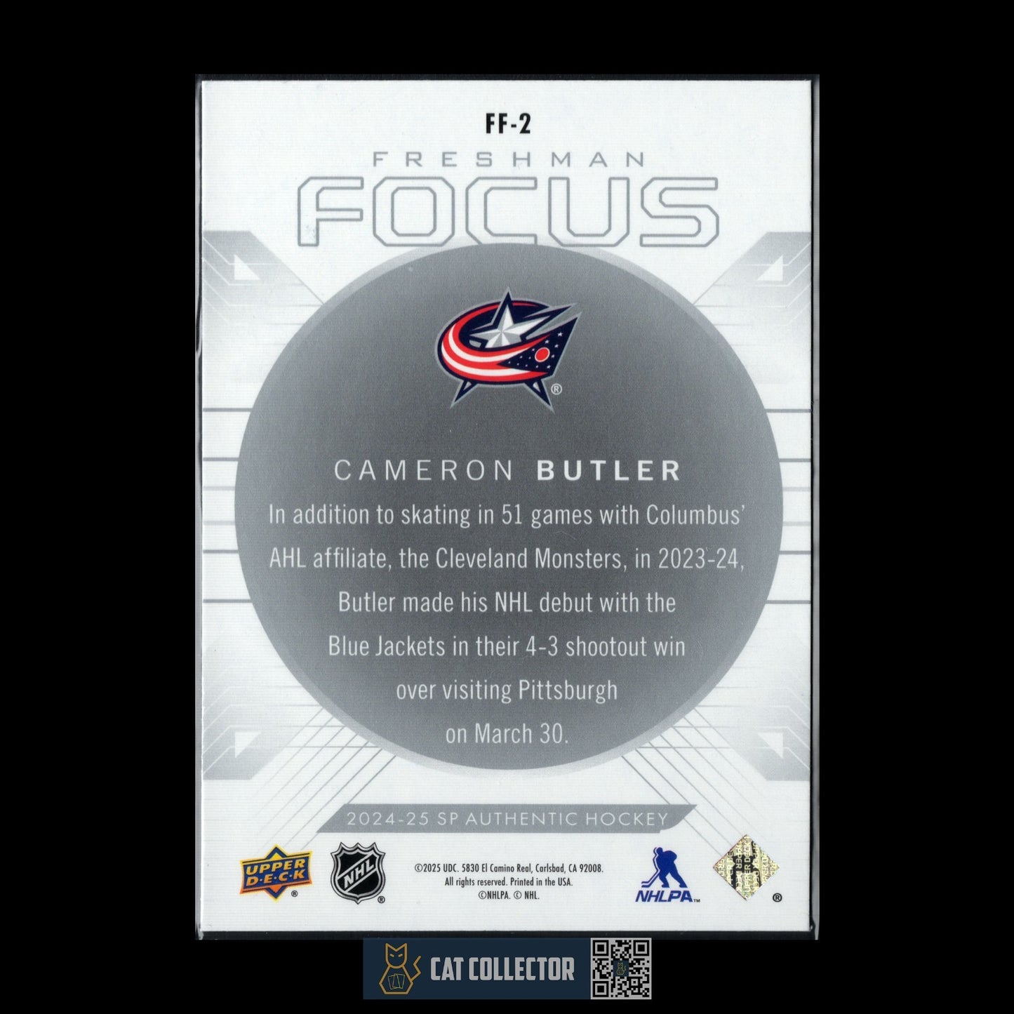 2024-25 UD SP Authentic CAMERON BUTLER #FF-2 Freshman Focus