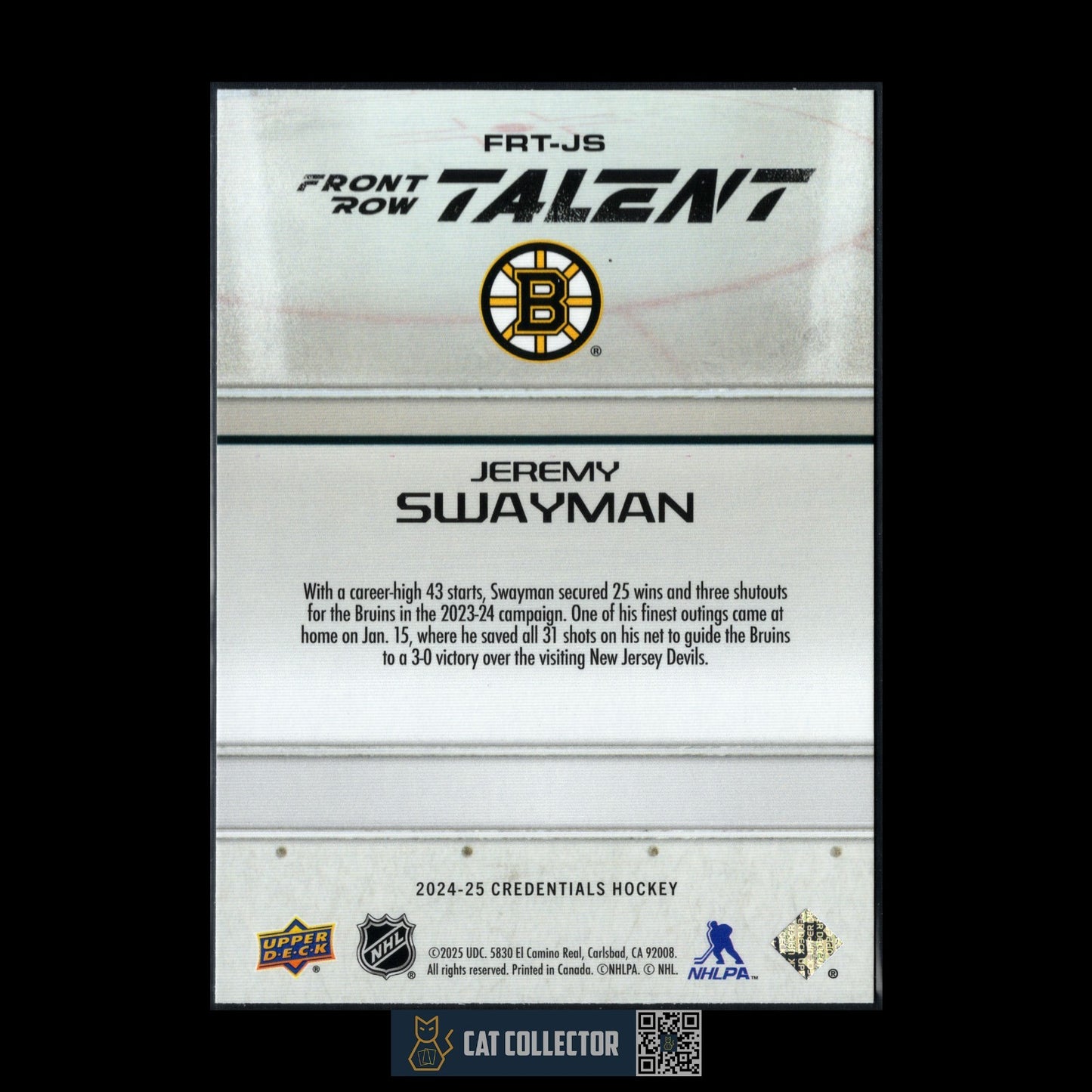 2024-25 UD Credentials JEREMY SWAYMAN #FRT-JS Front Row Talent