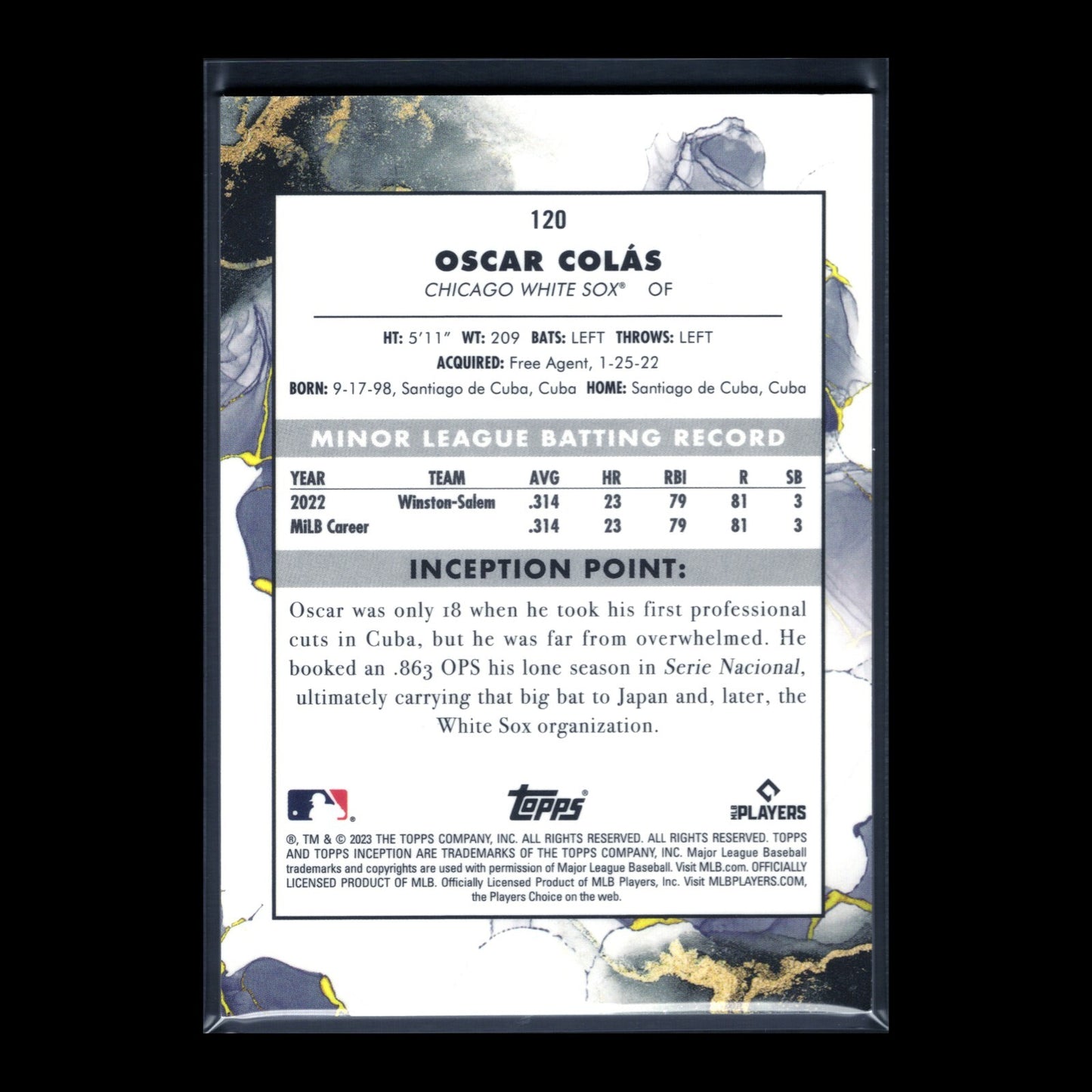 2023 Topps Inception OSCAR COLAS #120 Rookie Pink /99