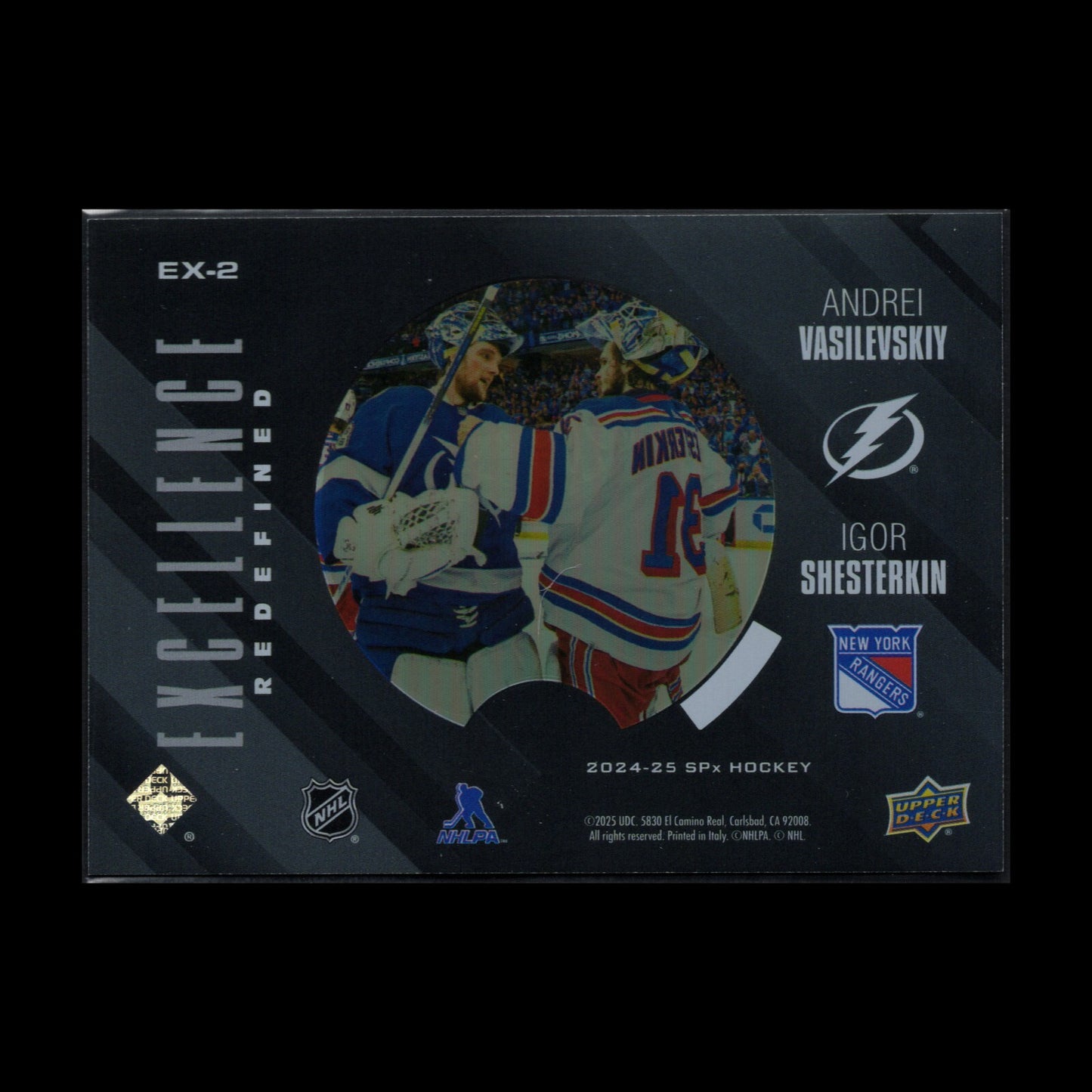 2024-25 UD SPx ANDREI VASILEVSKIY / IGOR SHESTERKIN #EX-2 Excellence Redefined