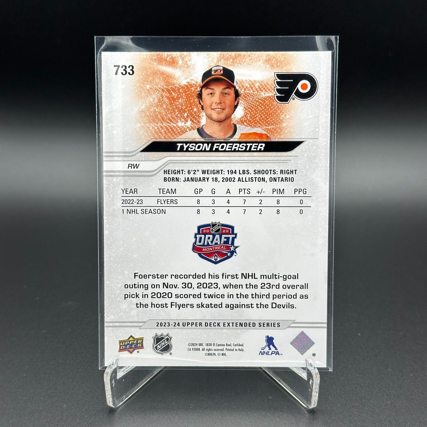 2023-24 UD Extended series TYSON FOERSTER #733 1st Round Draft Rookie